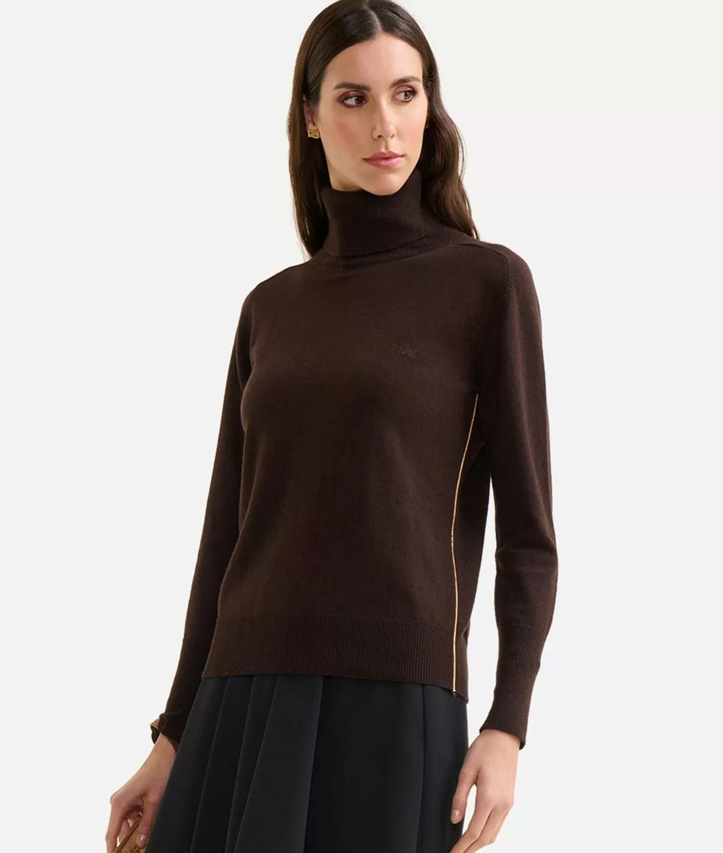 Alviero Martini 1a Classe Dolcevita Basic In Filato Misto Cashmere Cioccolato