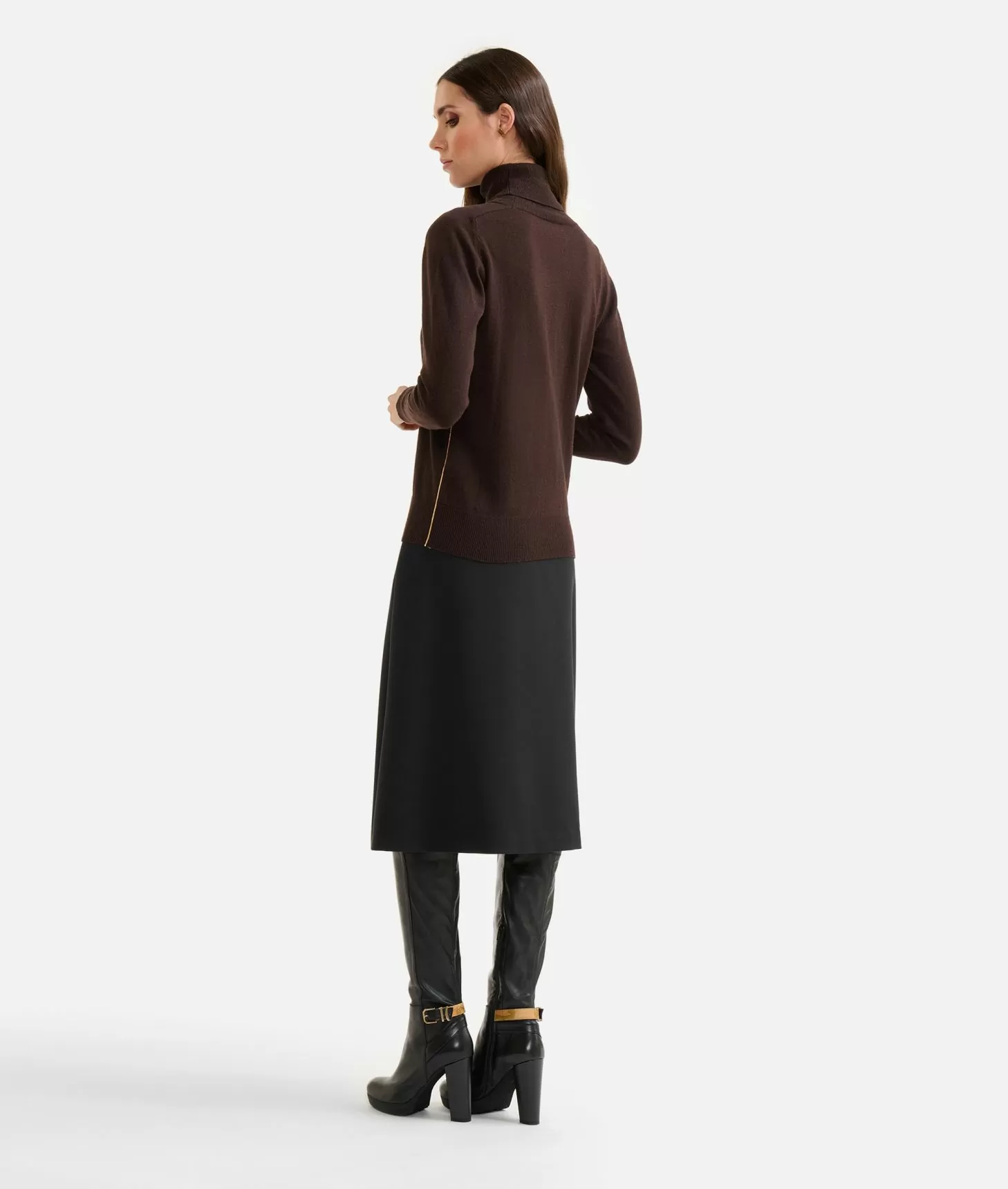 Alviero Martini 1a Classe Dolcevita Basic In Filato Misto Cashmere Cioccolato