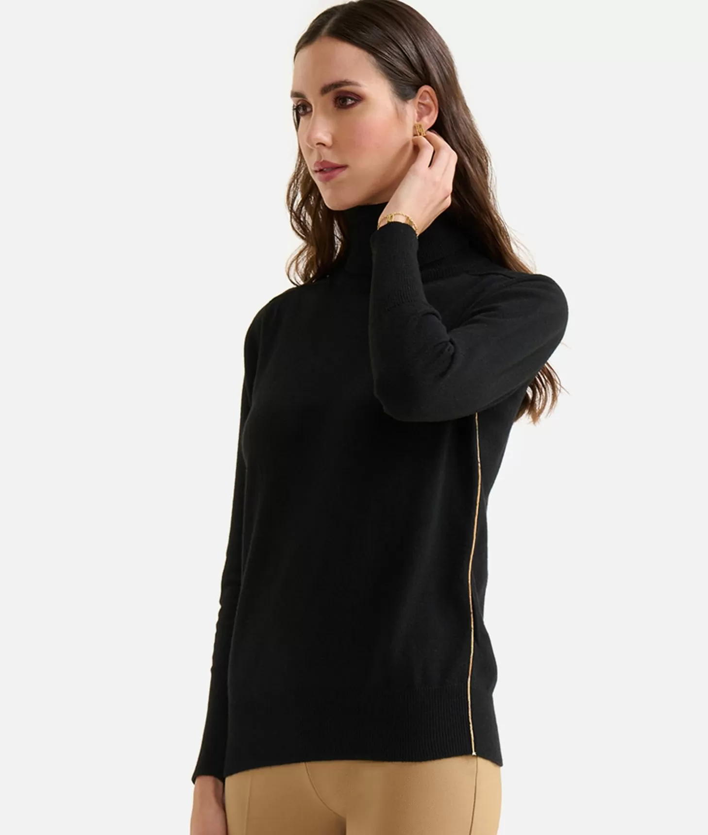 Alviero Martini 1a Classe Dolcevita Basic In Filato Misto Cashmere Nero