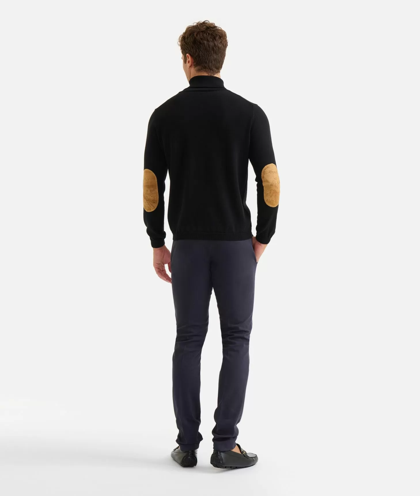 Alviero Martini 1a Classe Dolcevita In Filato Misto Lana Con Toppe Geo Classic Nero