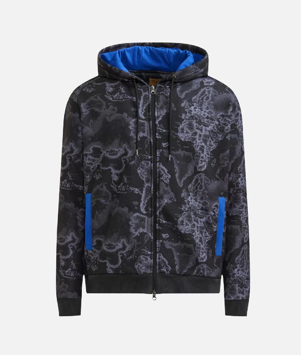 Alviero martini 1a classe Felpa con zip stampa Geo Night Nera