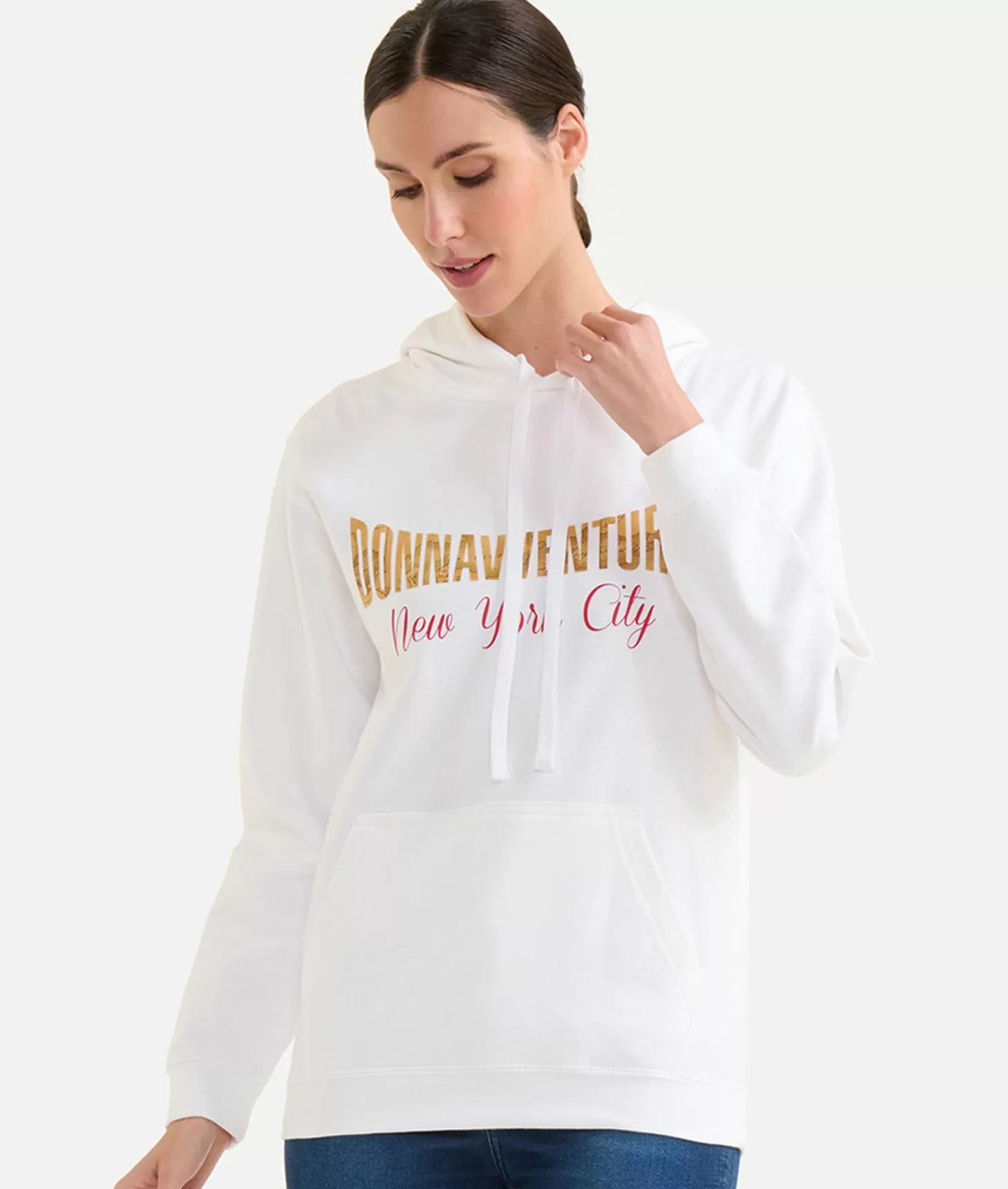 Alviero Martini 1a Classe Felpa Donnavventura Con Cappuccio Bianca