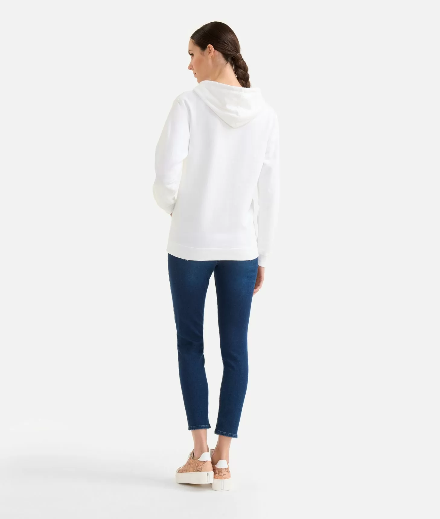 Alviero Martini 1a Classe Felpa Donnavventura Con Cappuccio Bianca