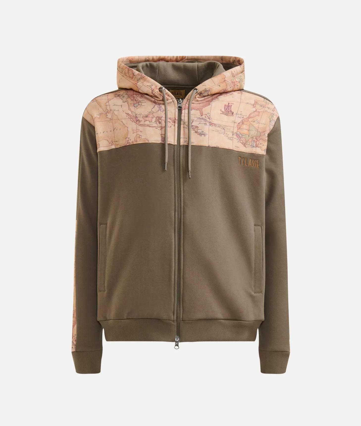 Alviero martini 1a classe Felpa in cotone con zip e dettagli Geo Classic Verde Militare