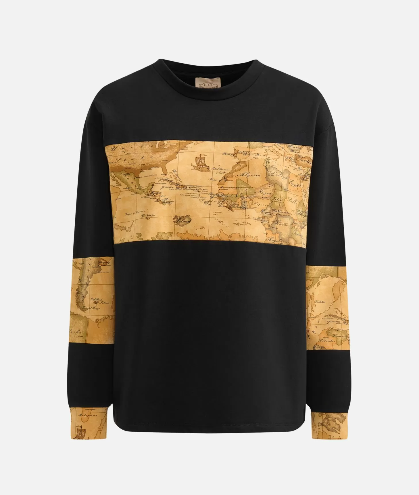 Alviero Martini 1a Classe Felpa In Cotone Garzato Stretch Con Inserti Geo Classic Nera