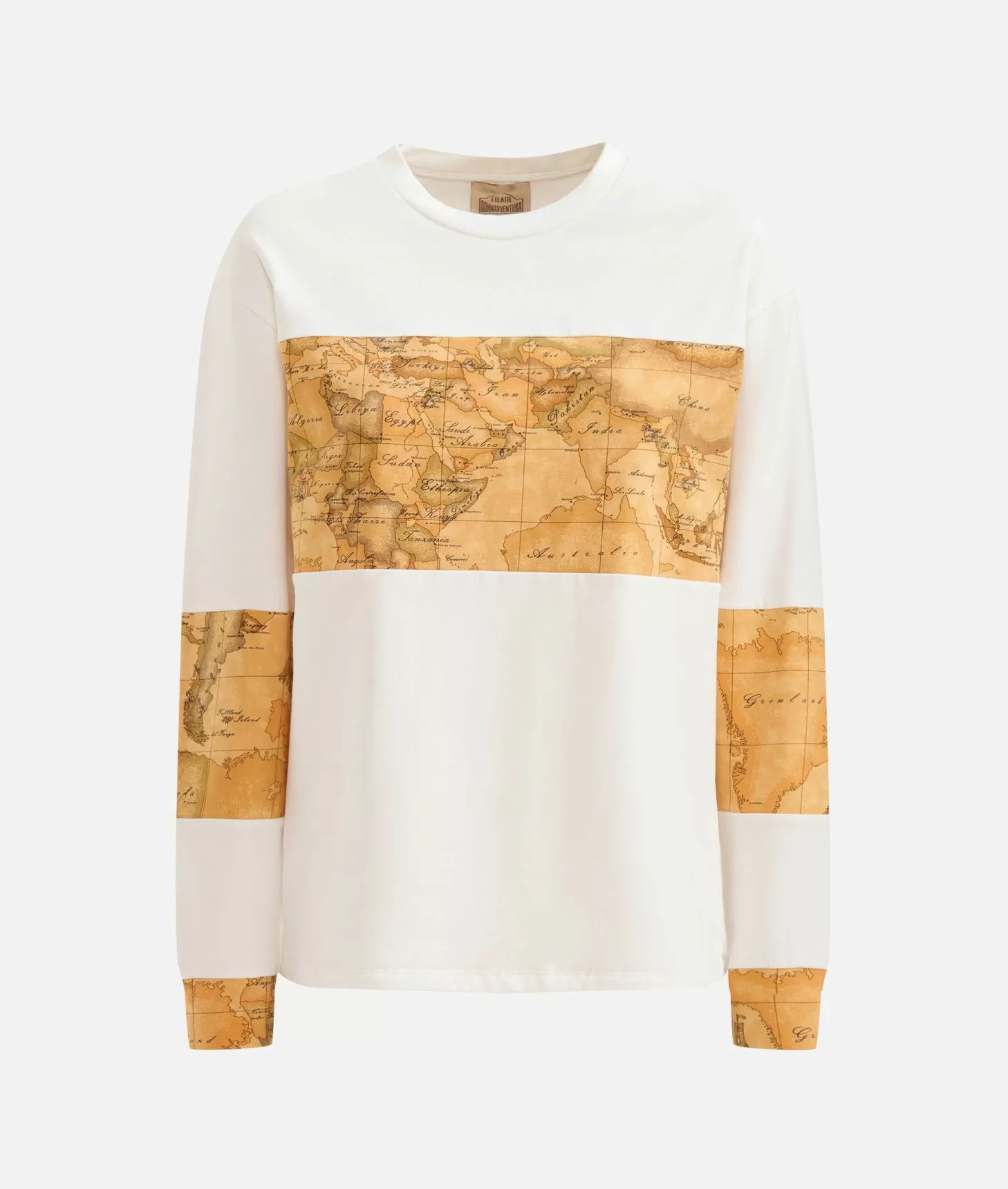 Alviero Martini 1a Classe Felpa In Cotone Garzato Stretch Con Inserti Geo Classic Avorio