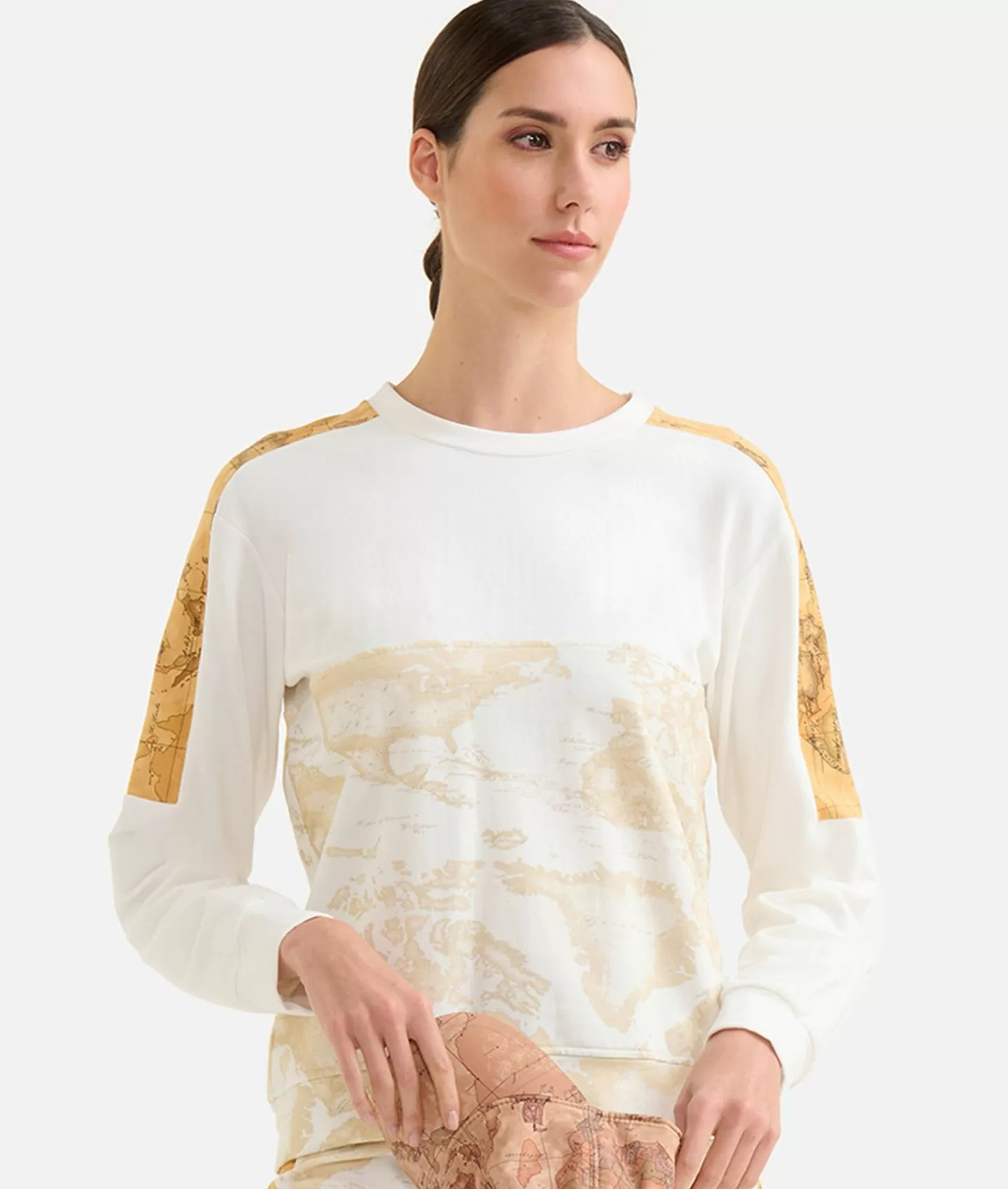 Alviero Martini 1a Classe Felpa In Cotone Garzato Stretch Geo Mix