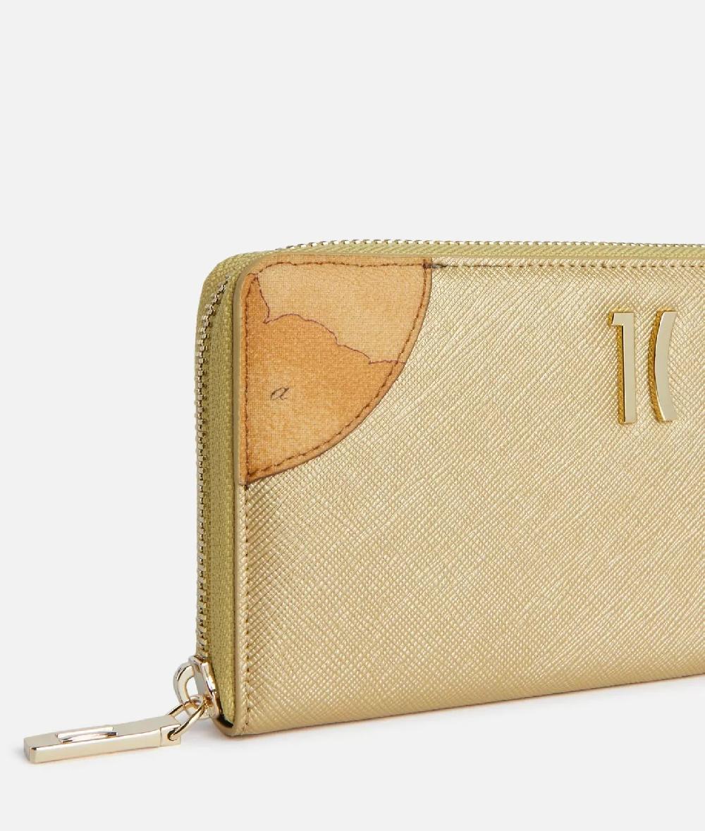 Alviero Martini 1a Classe Flying City Portafoglio Zip Around Oro Chiaro