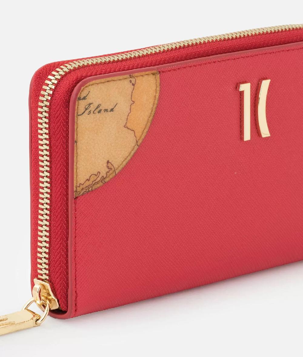 Alviero Martini 1a Classe Flying City Portafoglio Zip Around Rosso Perlato