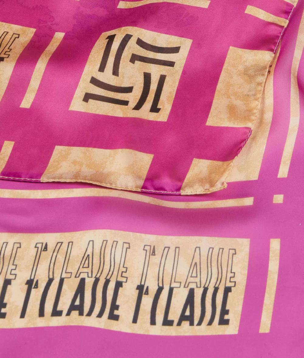 Alviero Martini 1a Classe Foulard Con Loghi In Cornice 90x90 Ciclamino