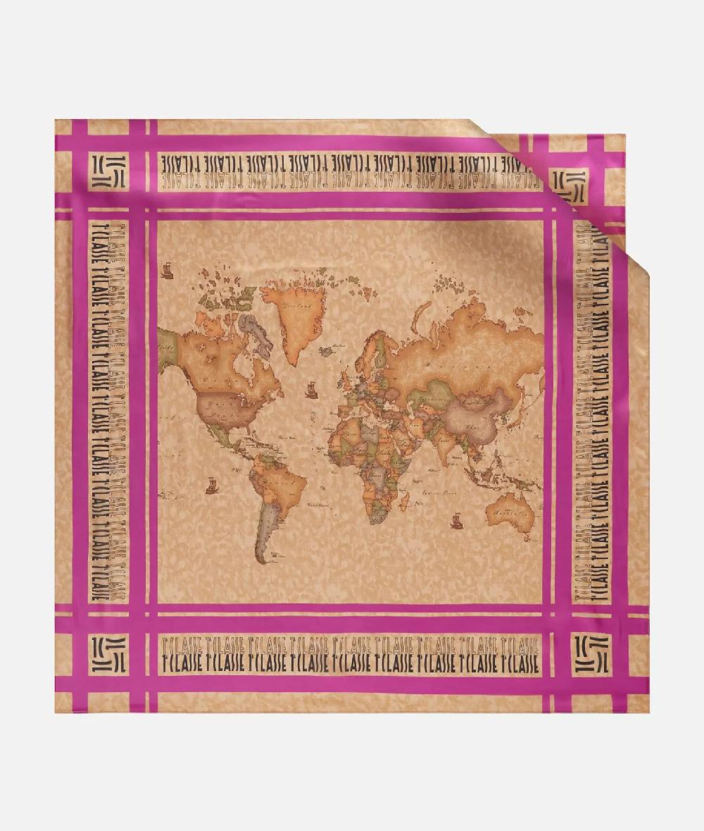 Alviero martini 1a classe Foulard con loghi in cornice 90x90 Ciclamino