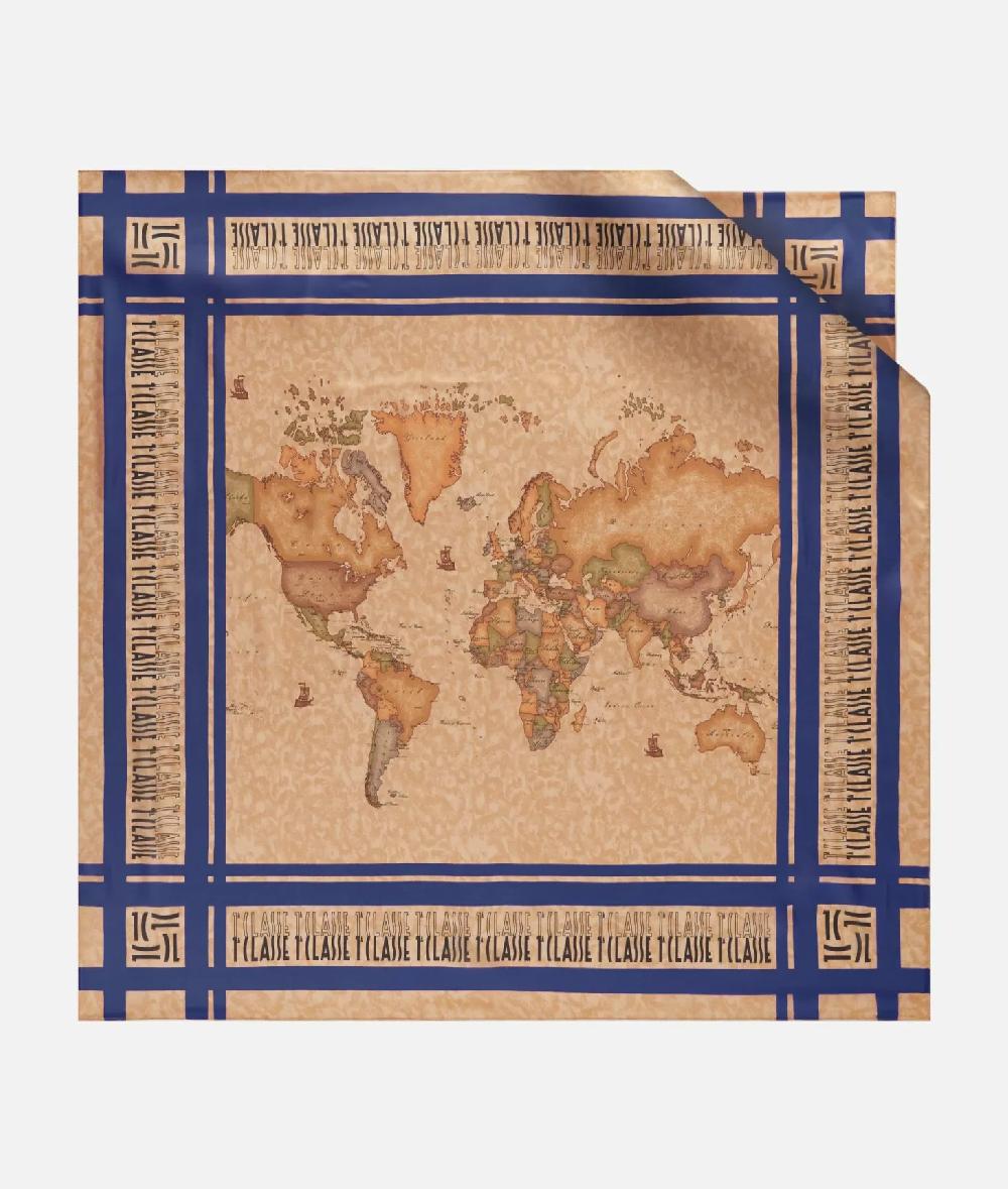 Alviero martini 1a classe Foulard con loghi in cornice 90x90 Denim
