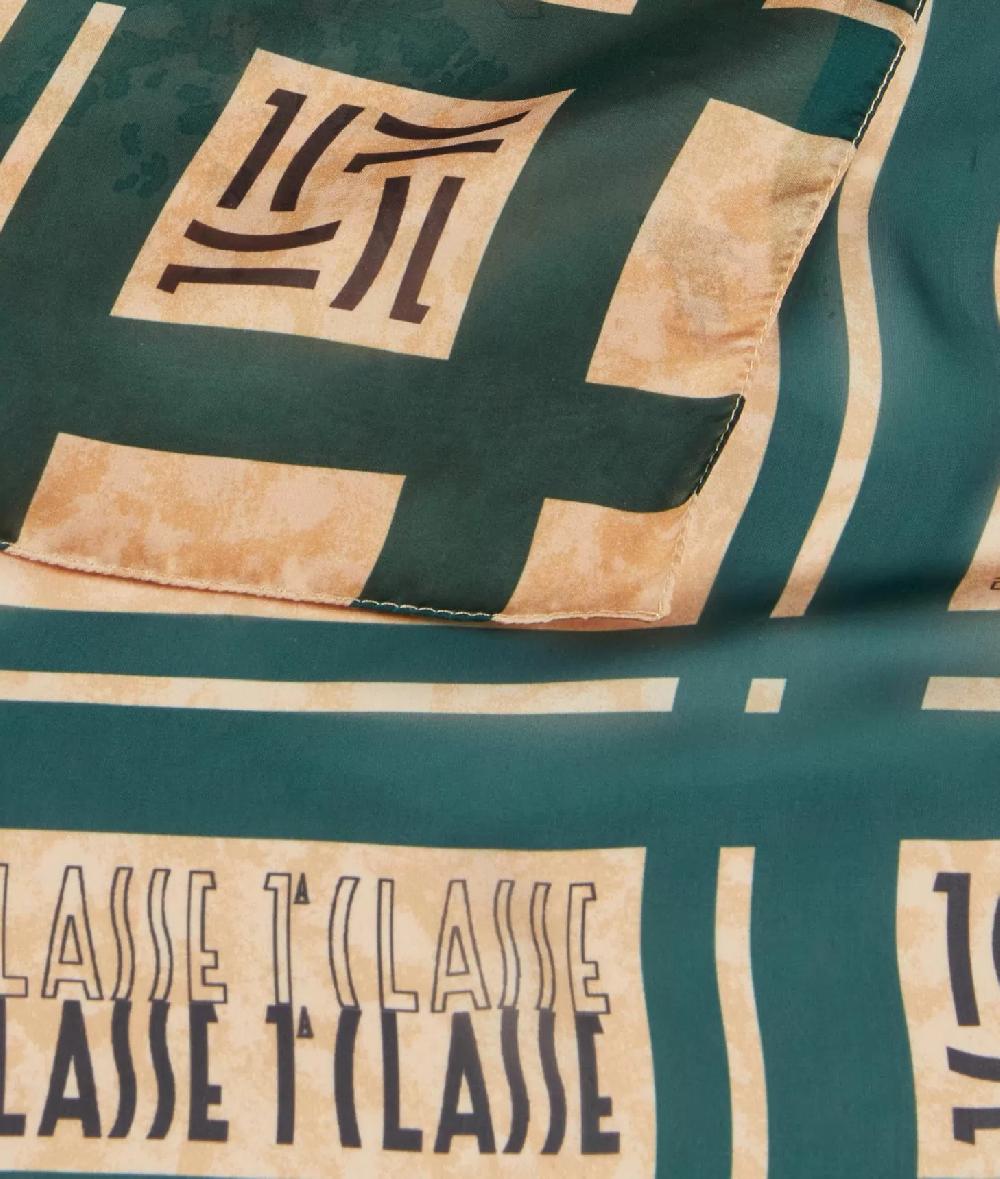 Alviero Martini 1a Classe Foulard Con Loghi In Cornice 90x90 Giada