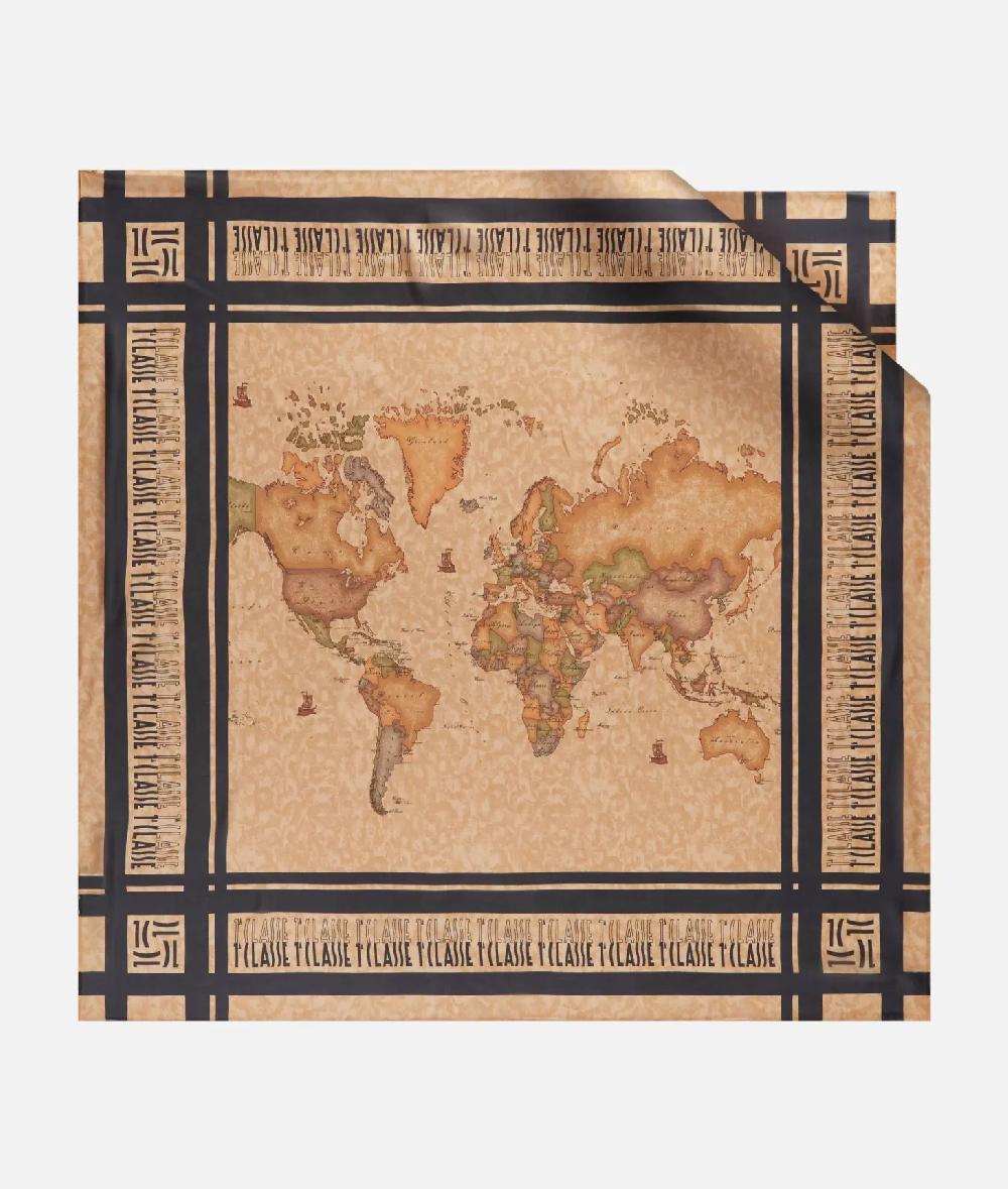 Alviero martini 1a classe Foulard con loghi in cornice 90x90 Nero