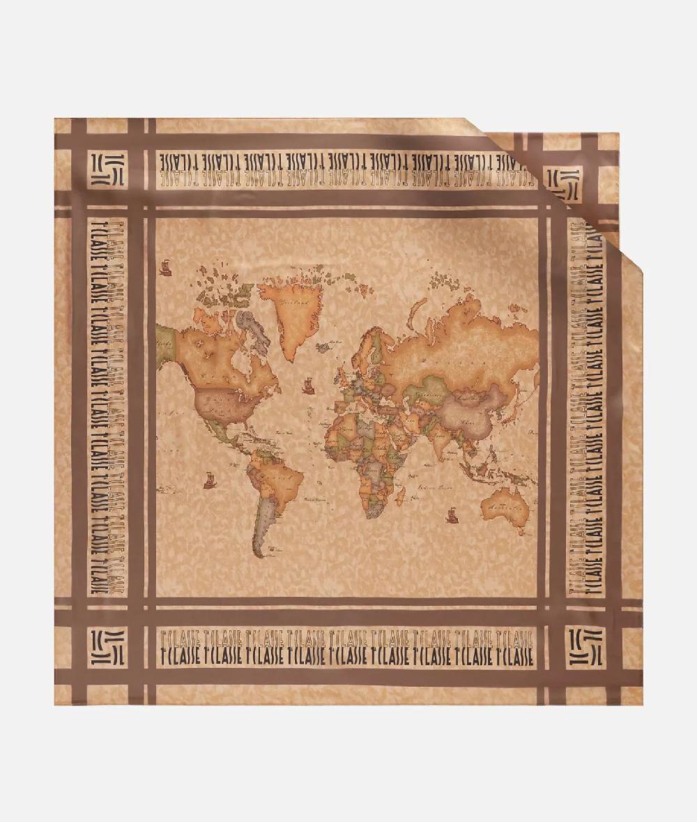 Alviero martini 1a classe Foulard con loghi in cornice 90x90 Taupe Scuro