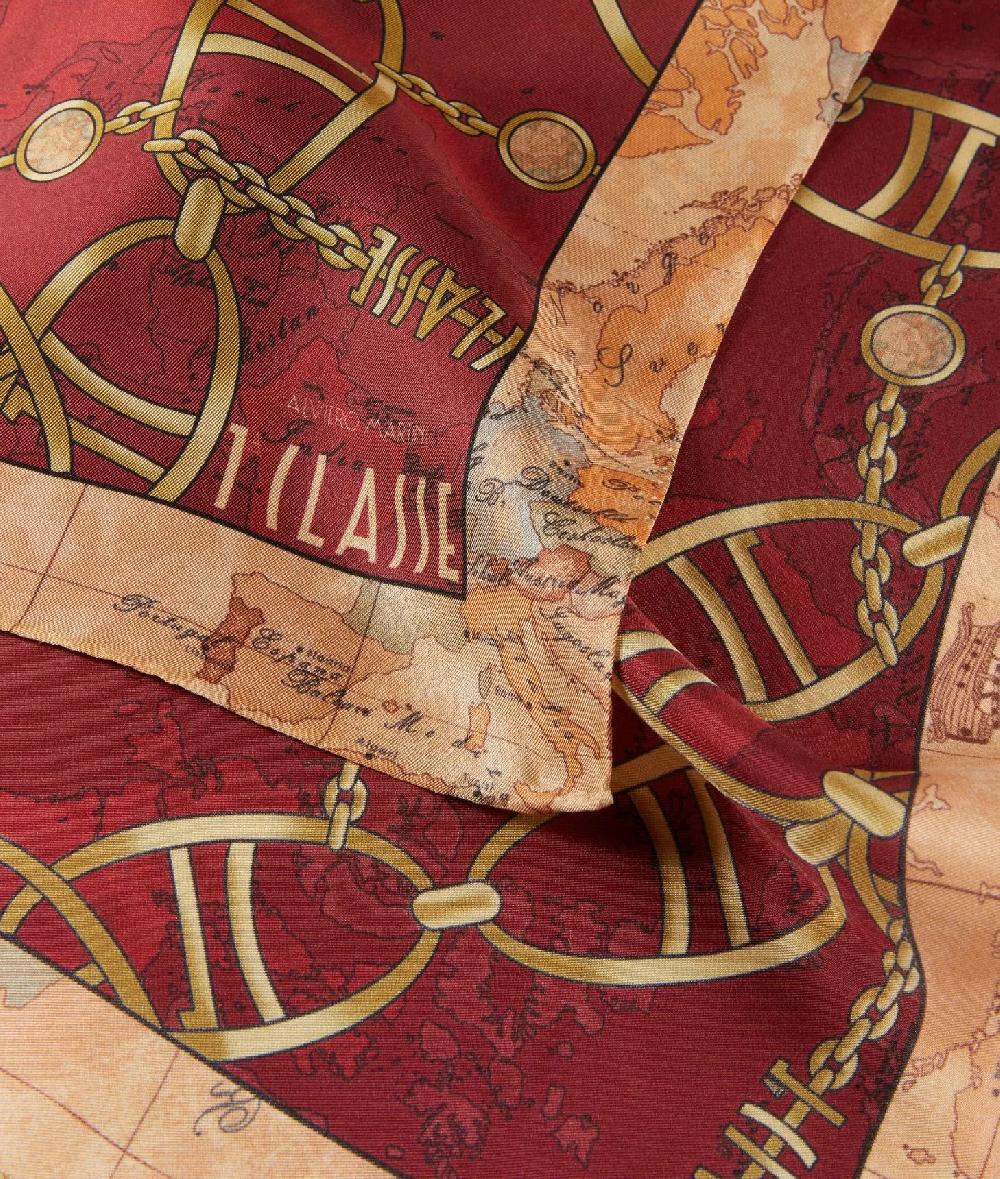 Alviero Martini 1a Classe Foulard Geo Chain In Seta 70x70 Lampone