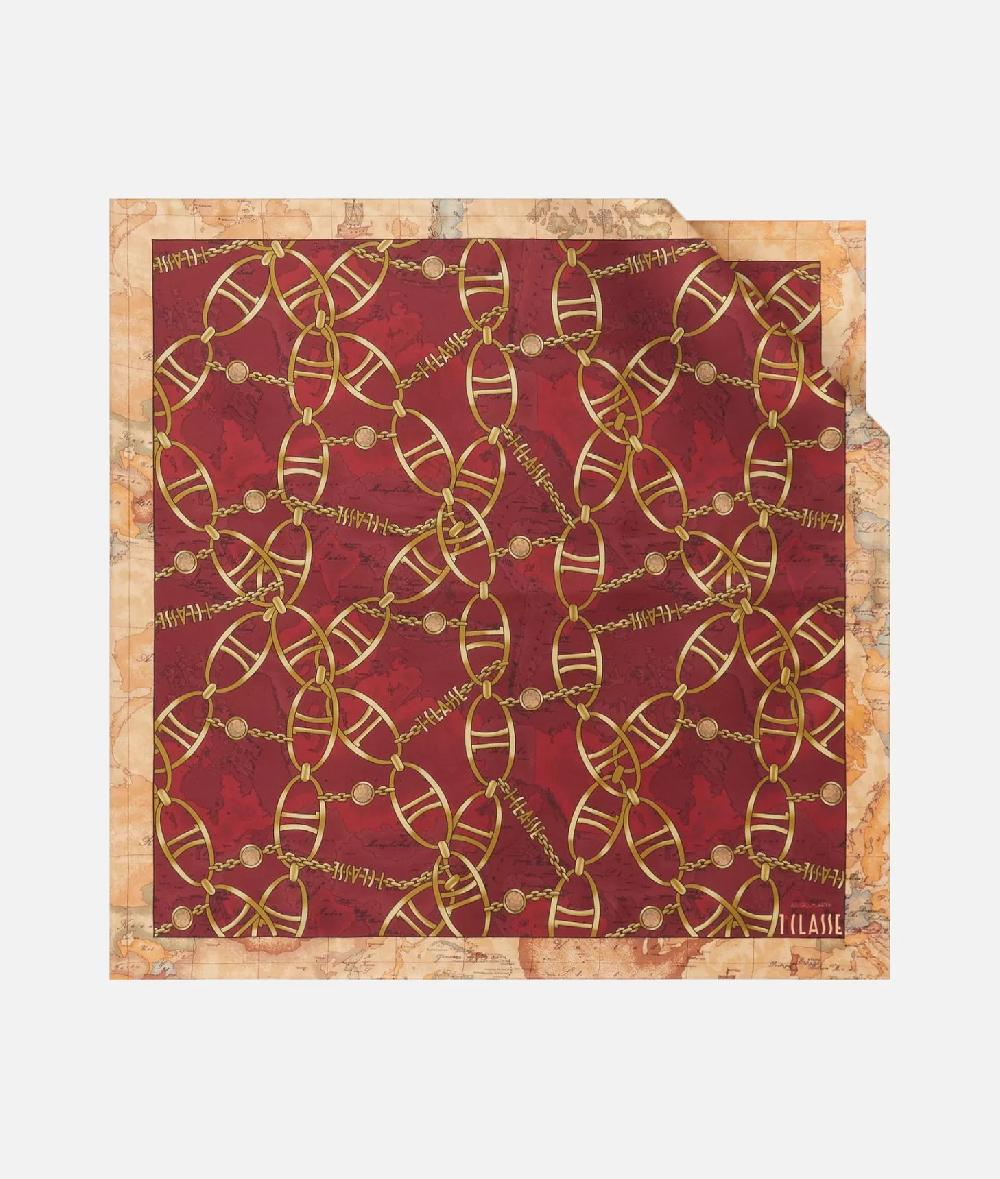 Alviero martini 1a classe Foulard Geo Chain in seta 70x70 Lampone