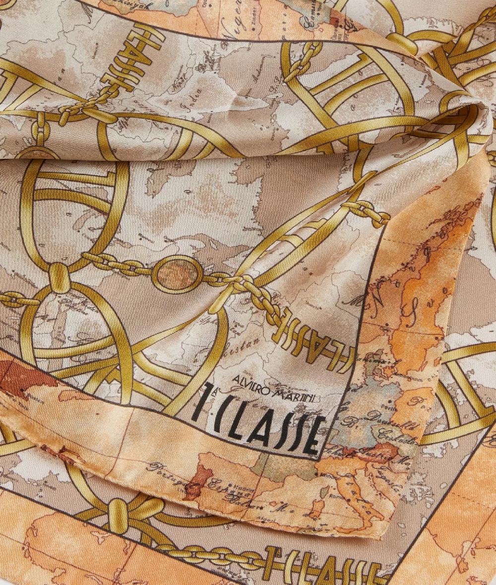 Alviero Martini 1a Classe Foulard Geo Chain In Seta 70x70 Taupe Chiaro