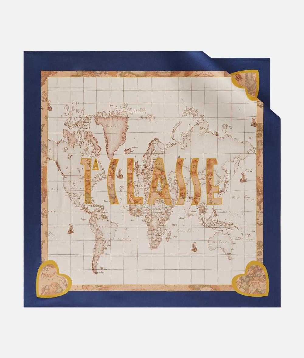 Alviero martini 1a classe Foulard Geo Cuori 90x90 Blu Navy