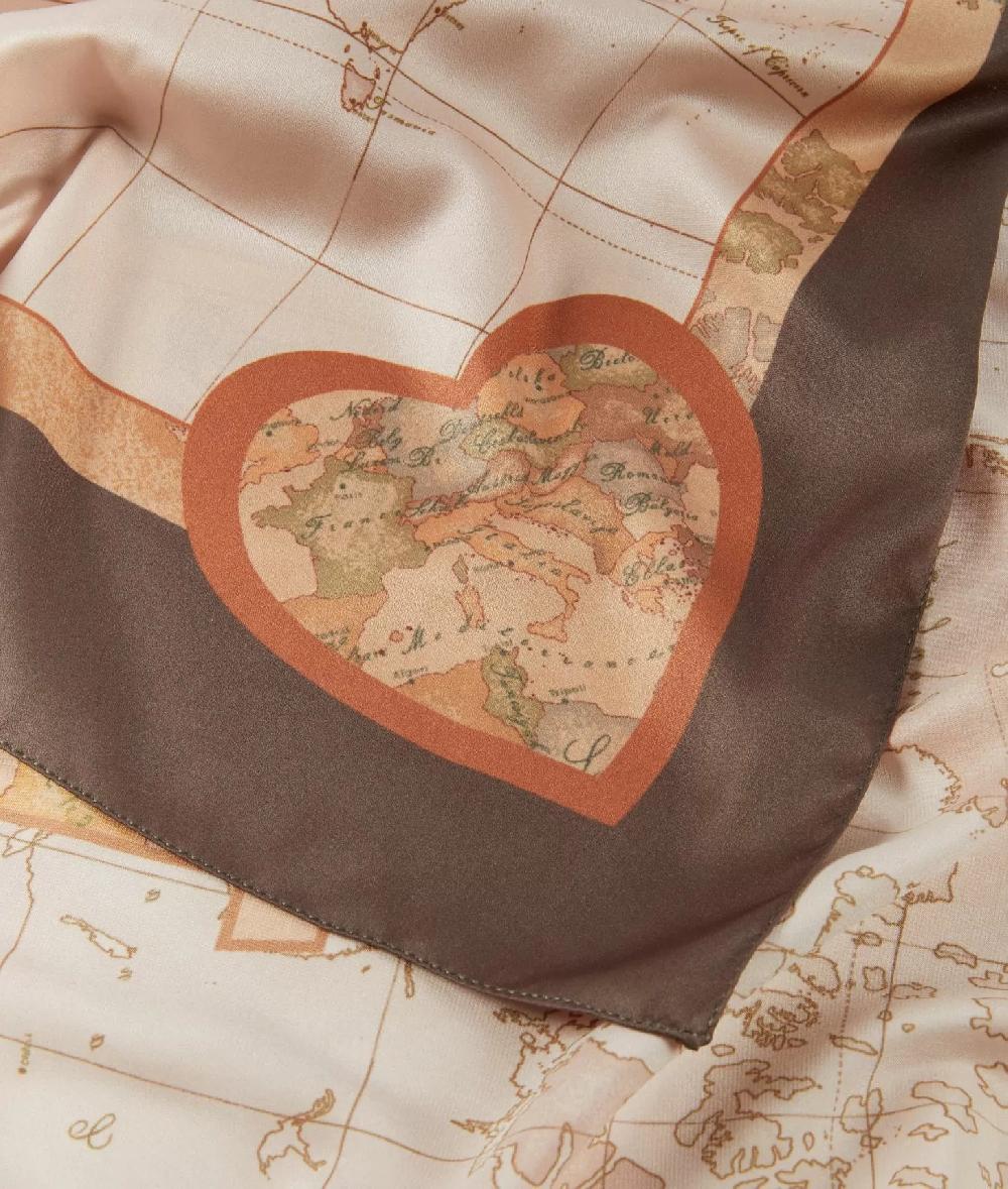 Alviero Martini 1a Classe Foulard Geo Cuori 90x90 Kaki