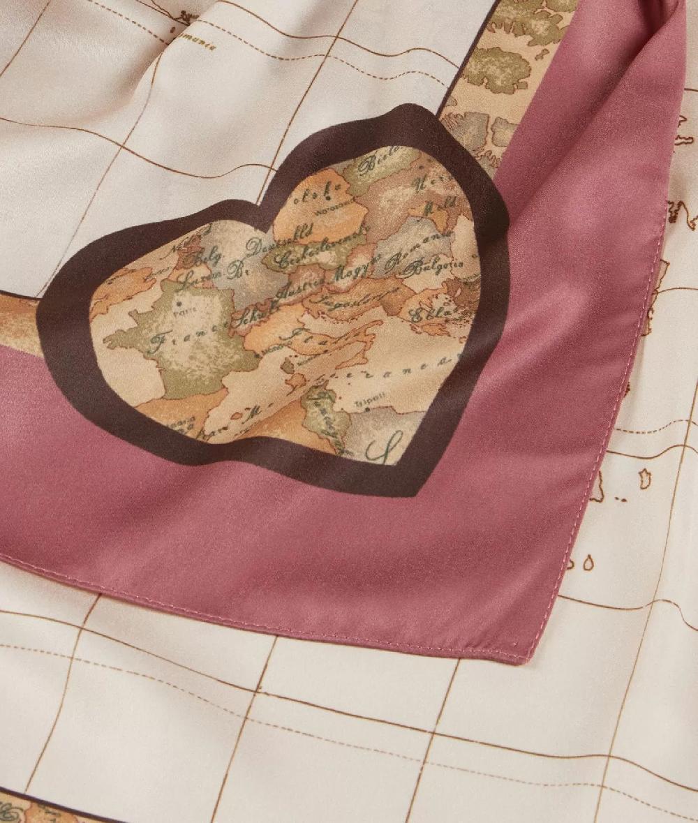 Alviero Martini 1a Classe Foulard Geo Cuori 90x90 Rosa Fard