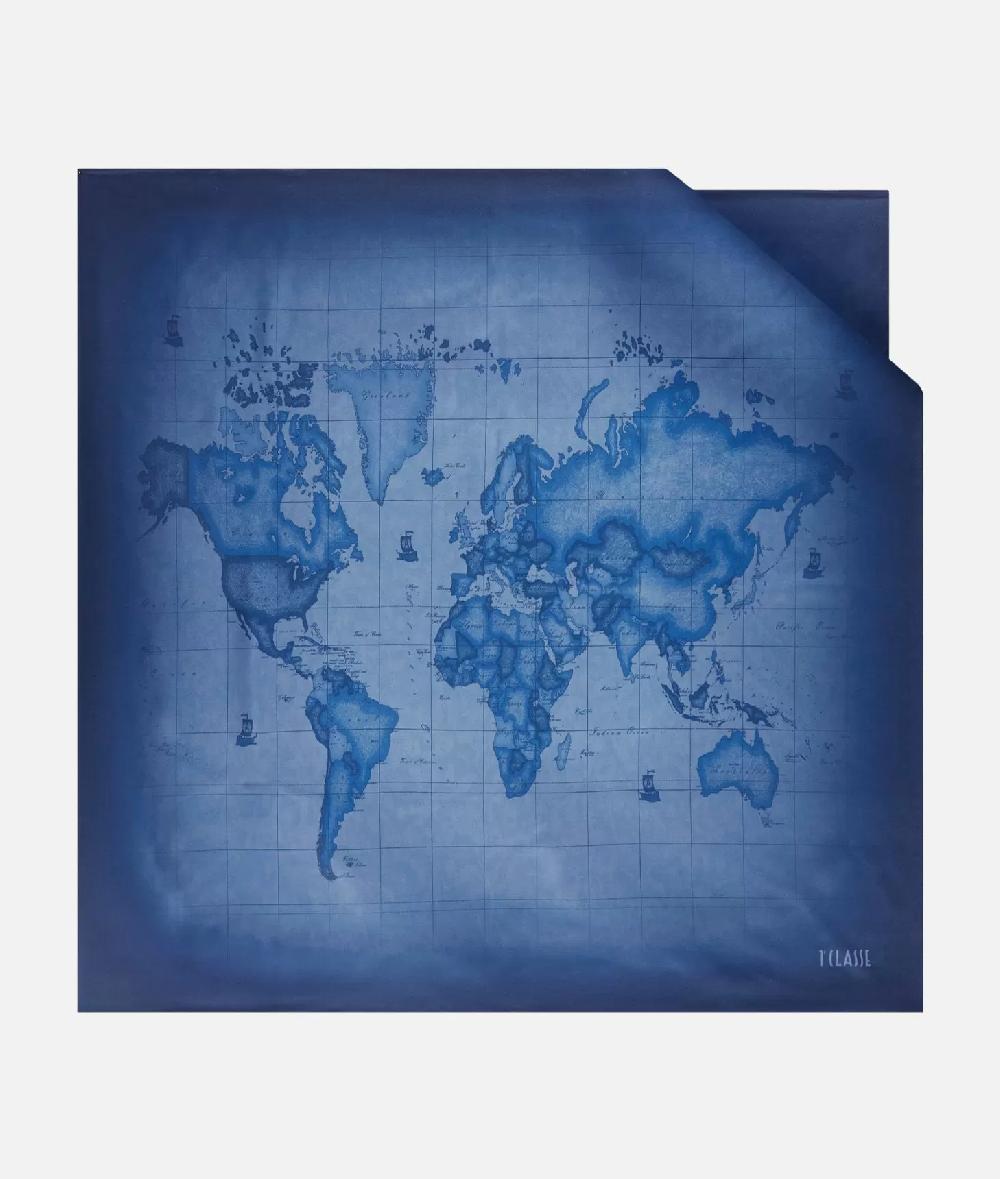 Alviero martini 1a classe Foulard Geo Sfumato 90x90 Blu Navy