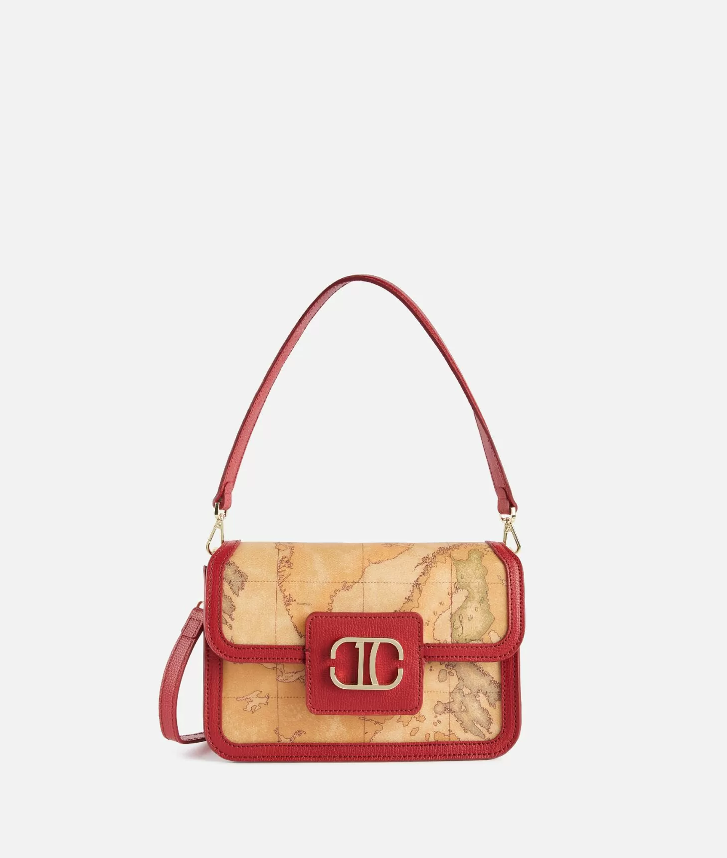Alviero martini 1a classe Frame Bag tracollina con patta stampa Geo Classic Lampone