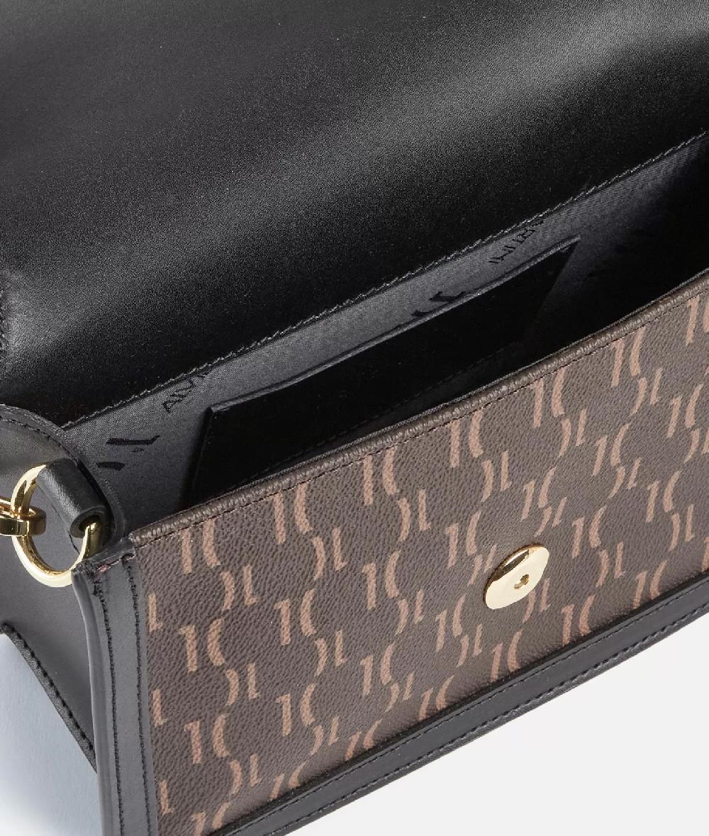 Alviero Martini 1a Classe Frame Bag Tracollina Con Patta Stampa Monogram Nera
