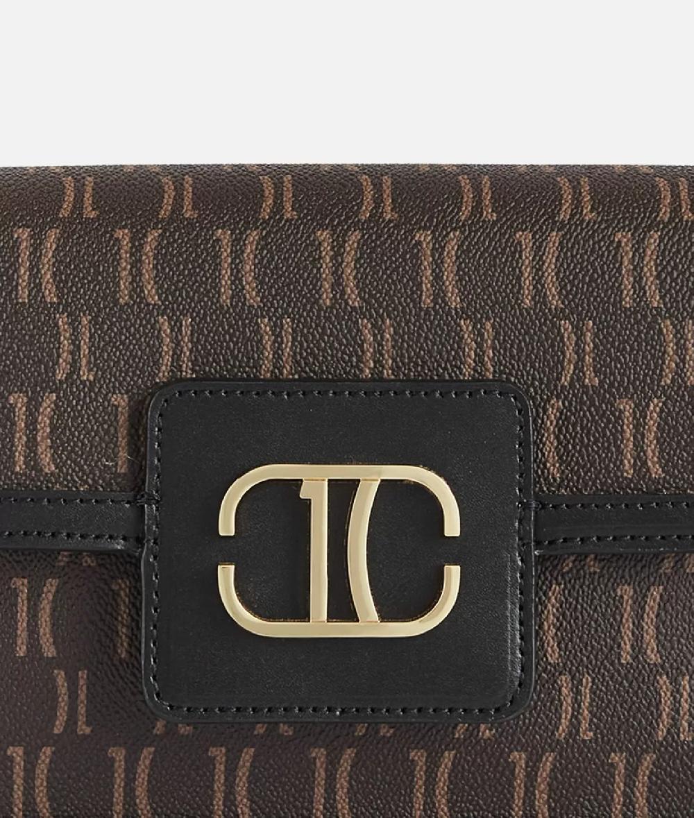 Alviero Martini 1a Classe Frame Bag Tracollina Con Patta Stampa Monogram Nera