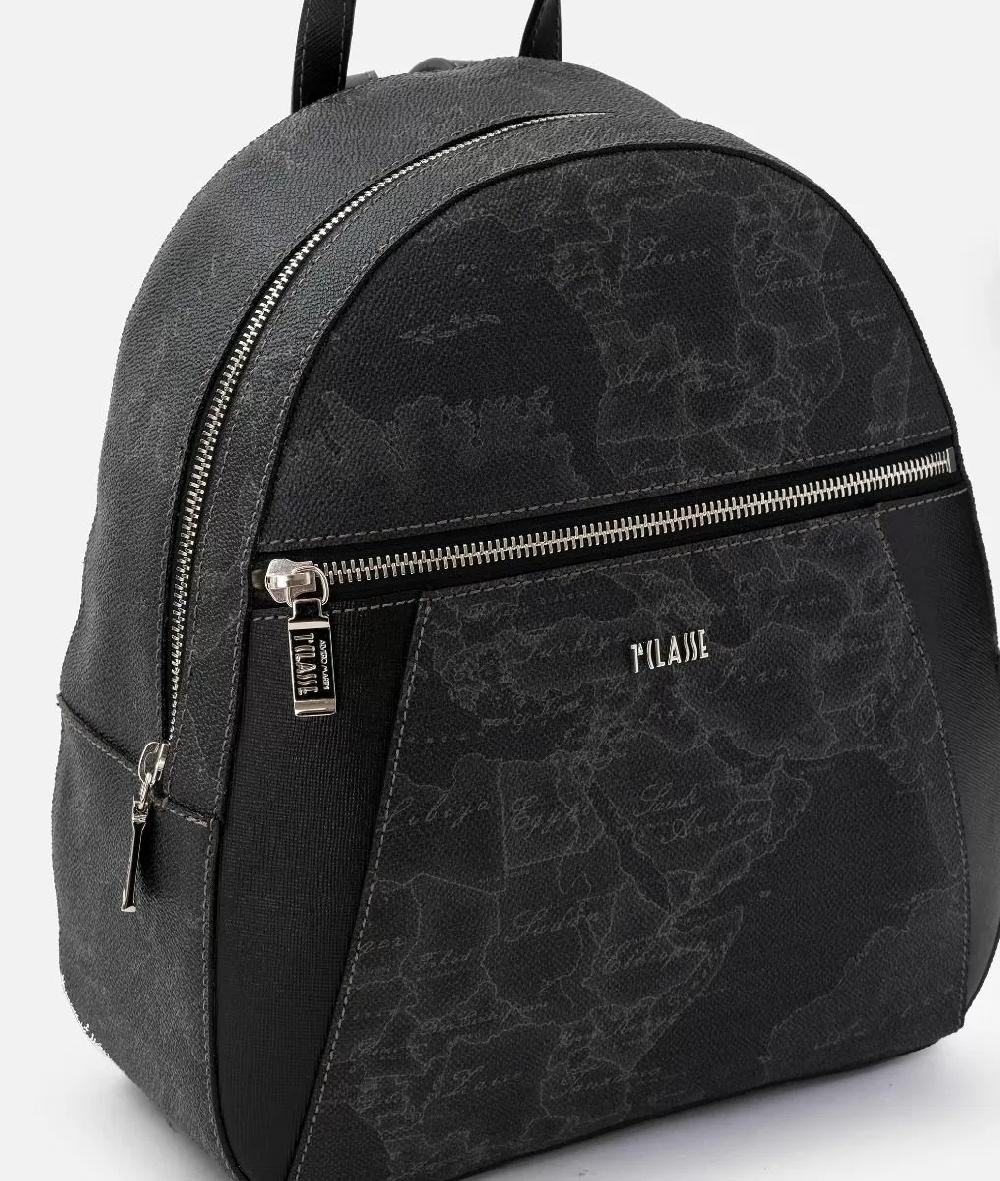Alviero Martini 1a Classe Geo Black Zaino Con Inserti Frontali In Pelle