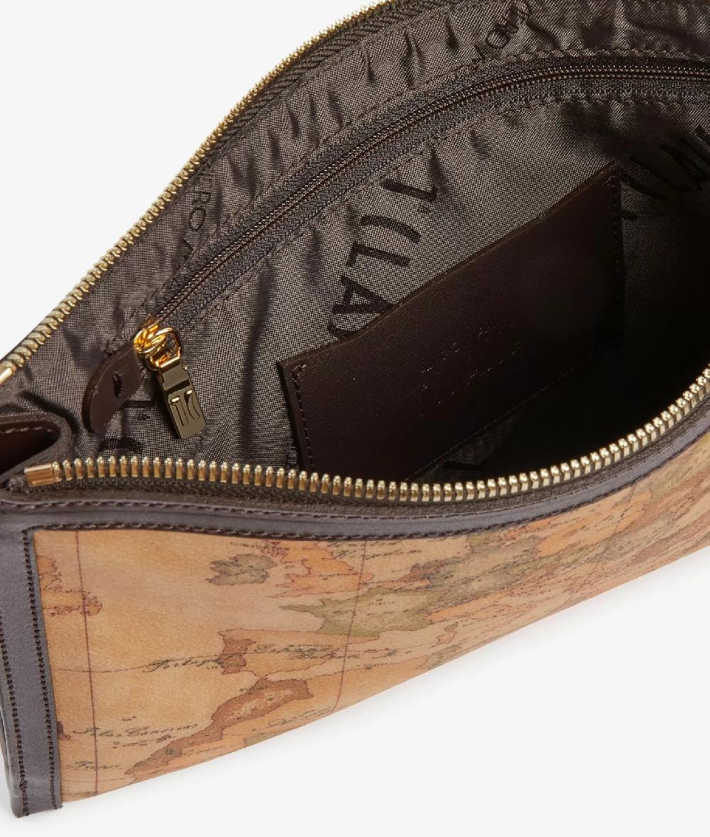 Alviero Martini 1a Classe Geo Iconic Mix Clutch Con Polsiera Cioccolato