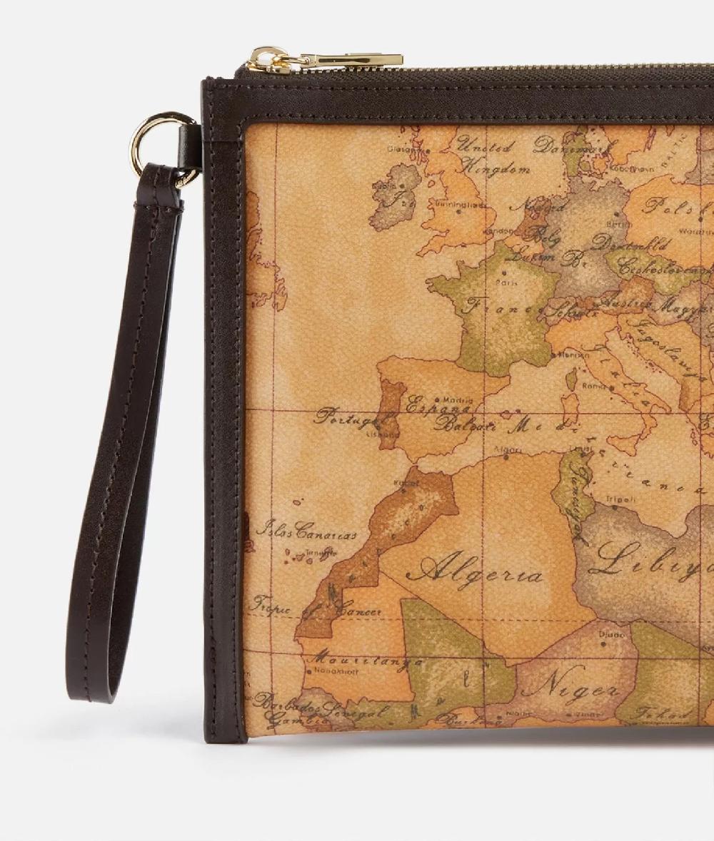 Alviero Martini 1a Classe Geo Iconic Mix Clutch Con Polsiera Cioccolato