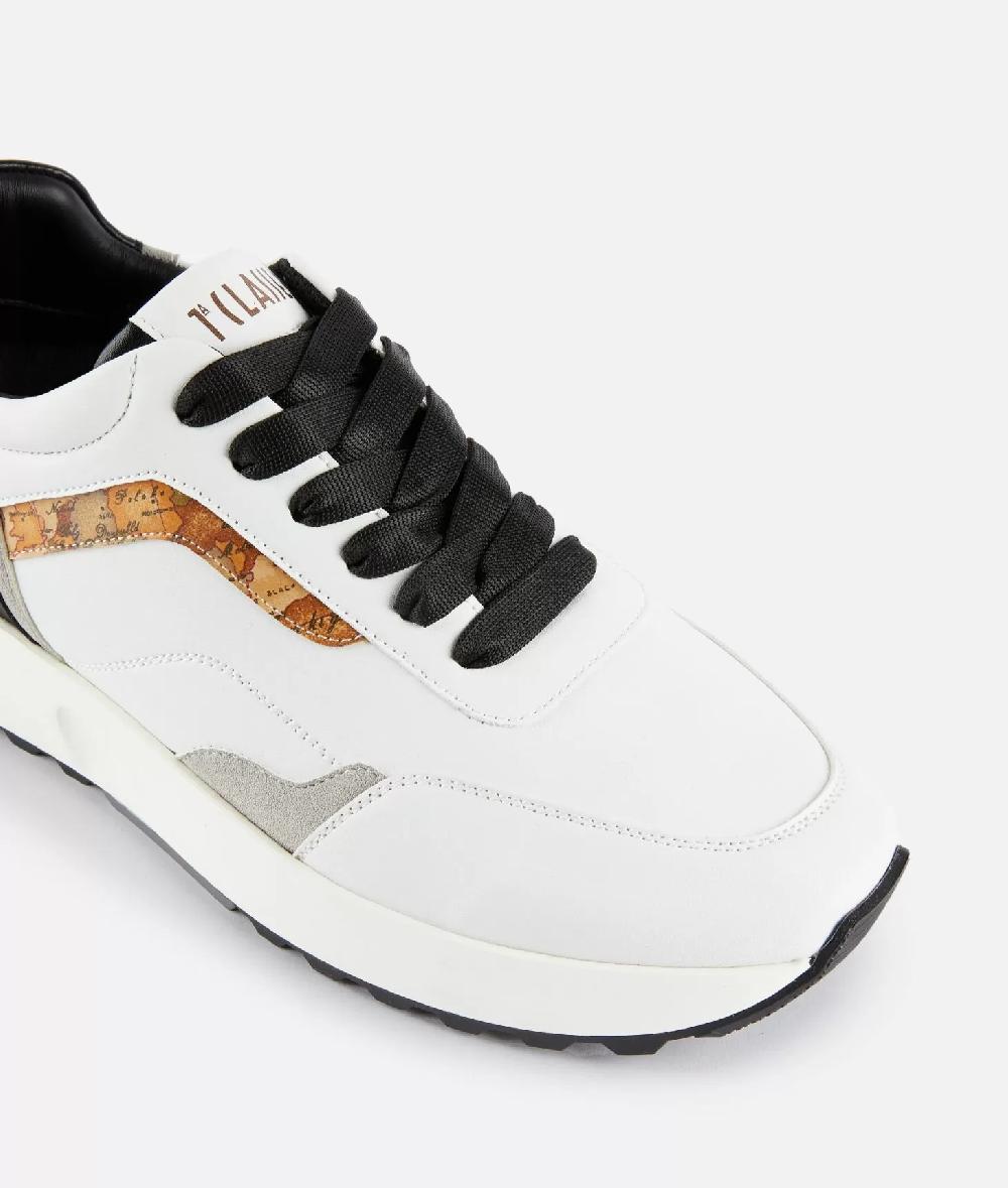 Alviero Martini 1a Classe Geo Road Cambridge Sneakers In Eco Nappa Bianche