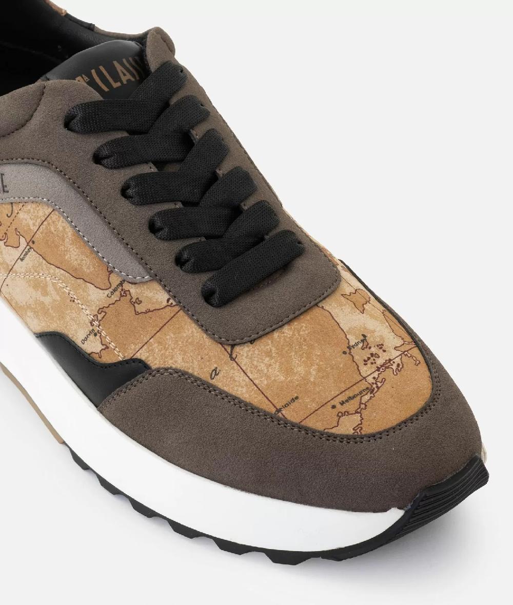 Alviero Martini 1a Classe Geo Road Cyprus Sneakers In Tessuto Scamosciato Naturali