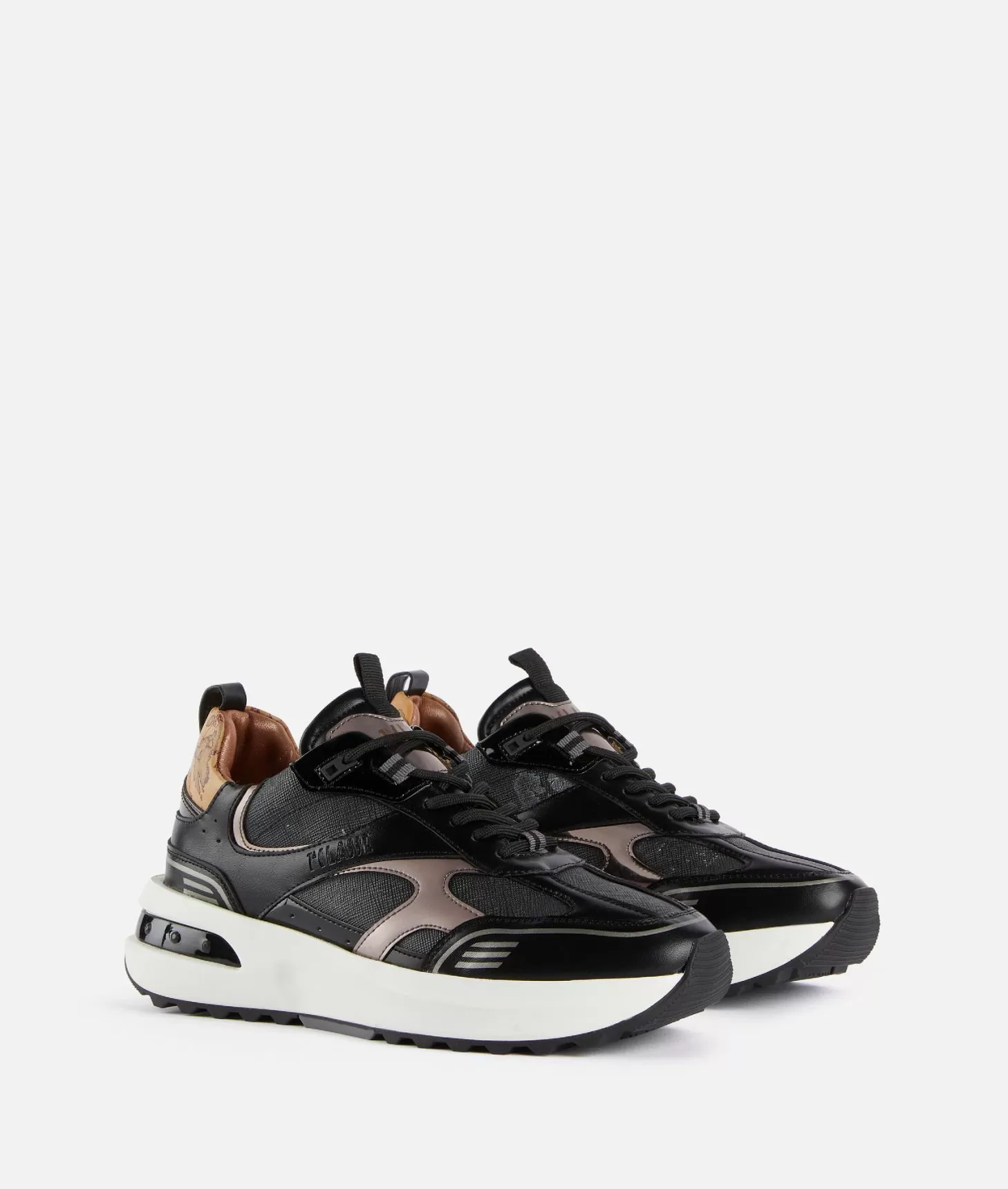 Alviero Martini 1a Classe Geo Road Delhi Sneakers In Tessuto Geo Night Nere