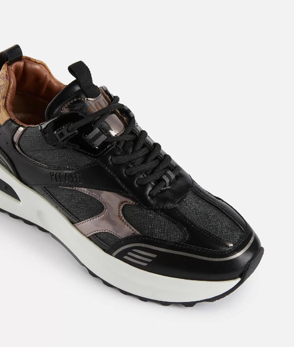 Alviero Martini 1a Classe Geo Road Delhi Sneakers In Tessuto Geo Night Nere