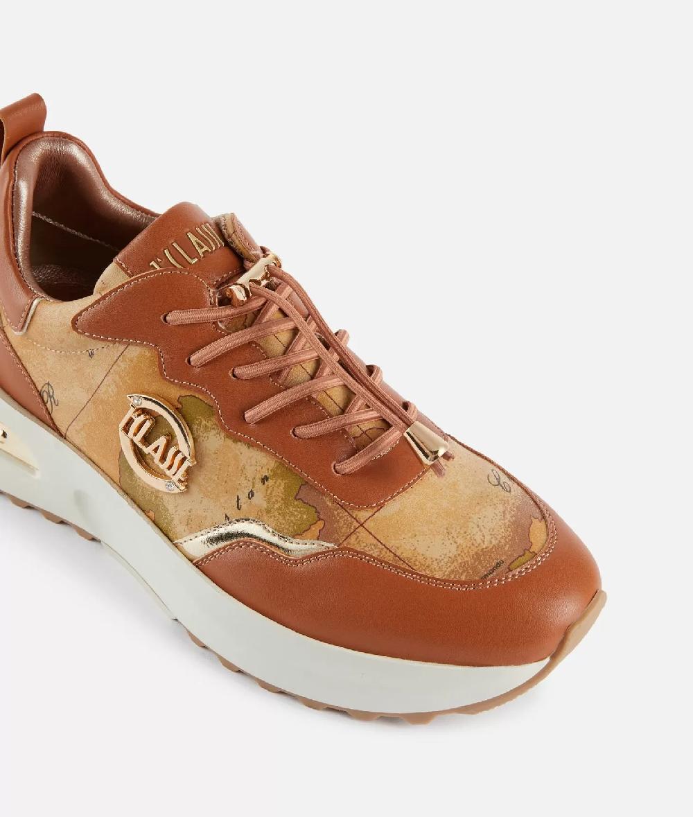 Alviero Martini 1a Classe Geo Road Marrakech Sneakers In Eco Nappa Castagna