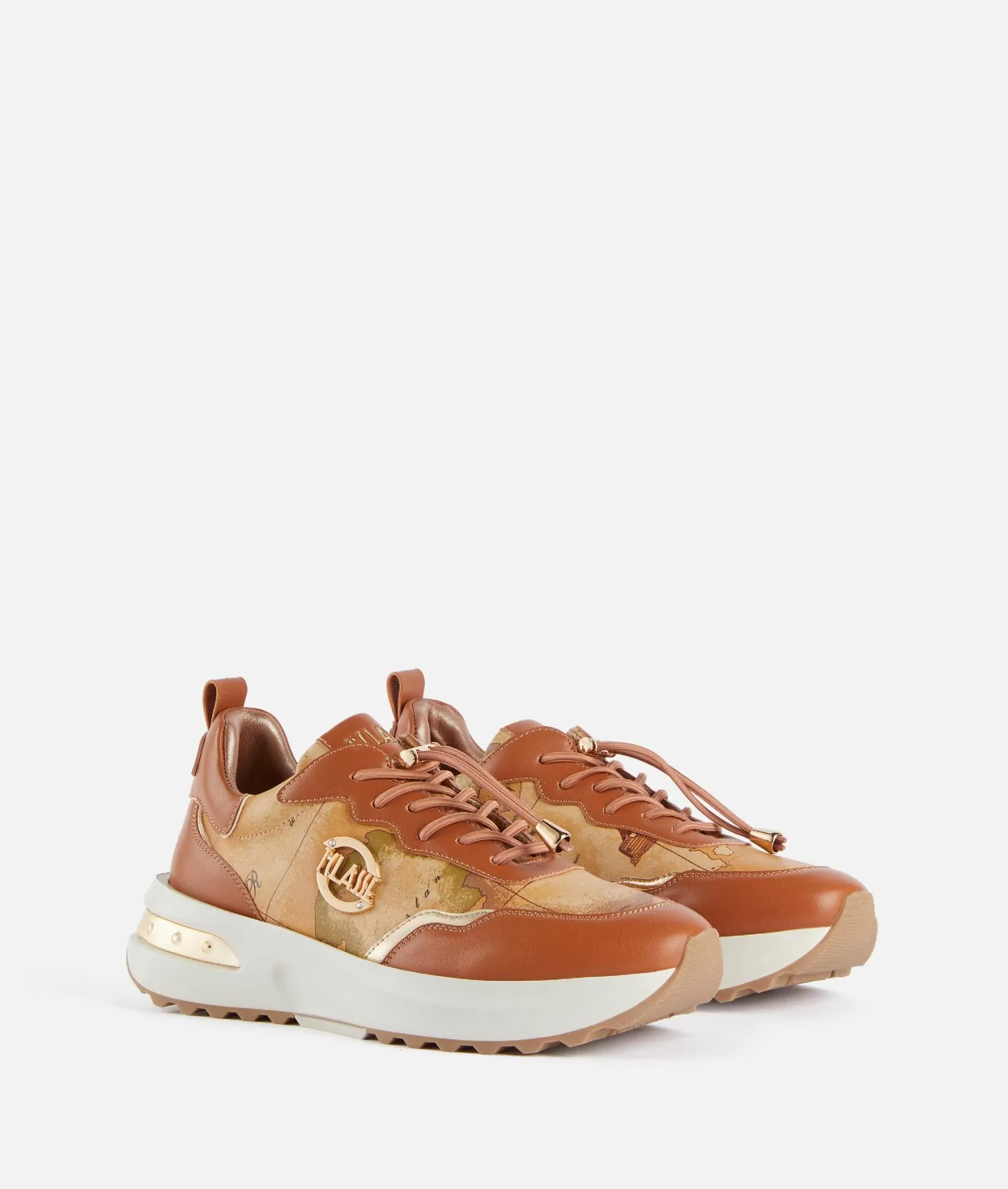 Alviero Martini 1a Classe Geo Road Marrakech Sneakers In Eco Nappa Castagna