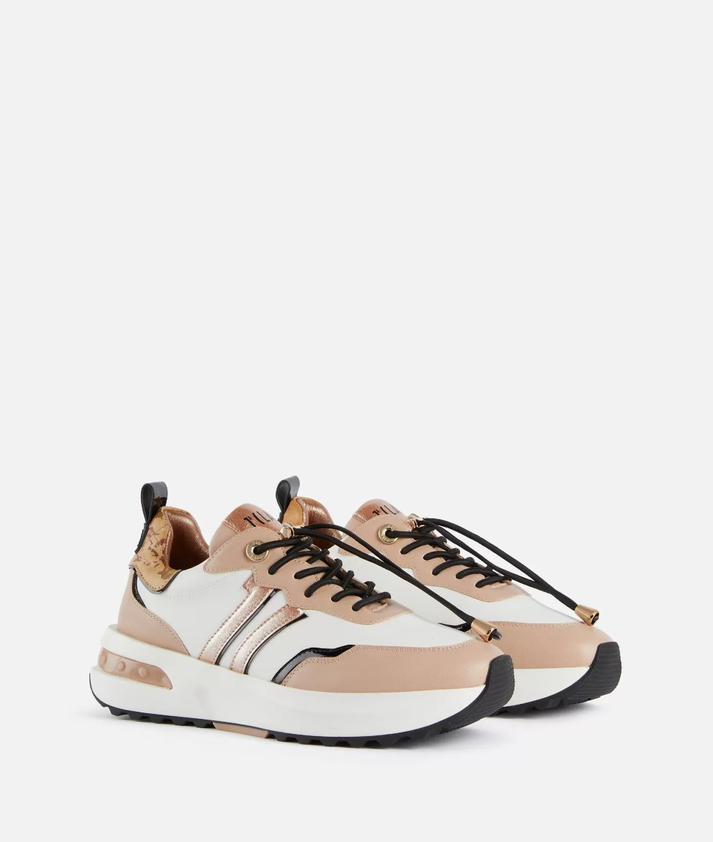Alviero Martini 1a Classe Geo Road Seoul Sneakers In Eco Nappa Liscia Nude