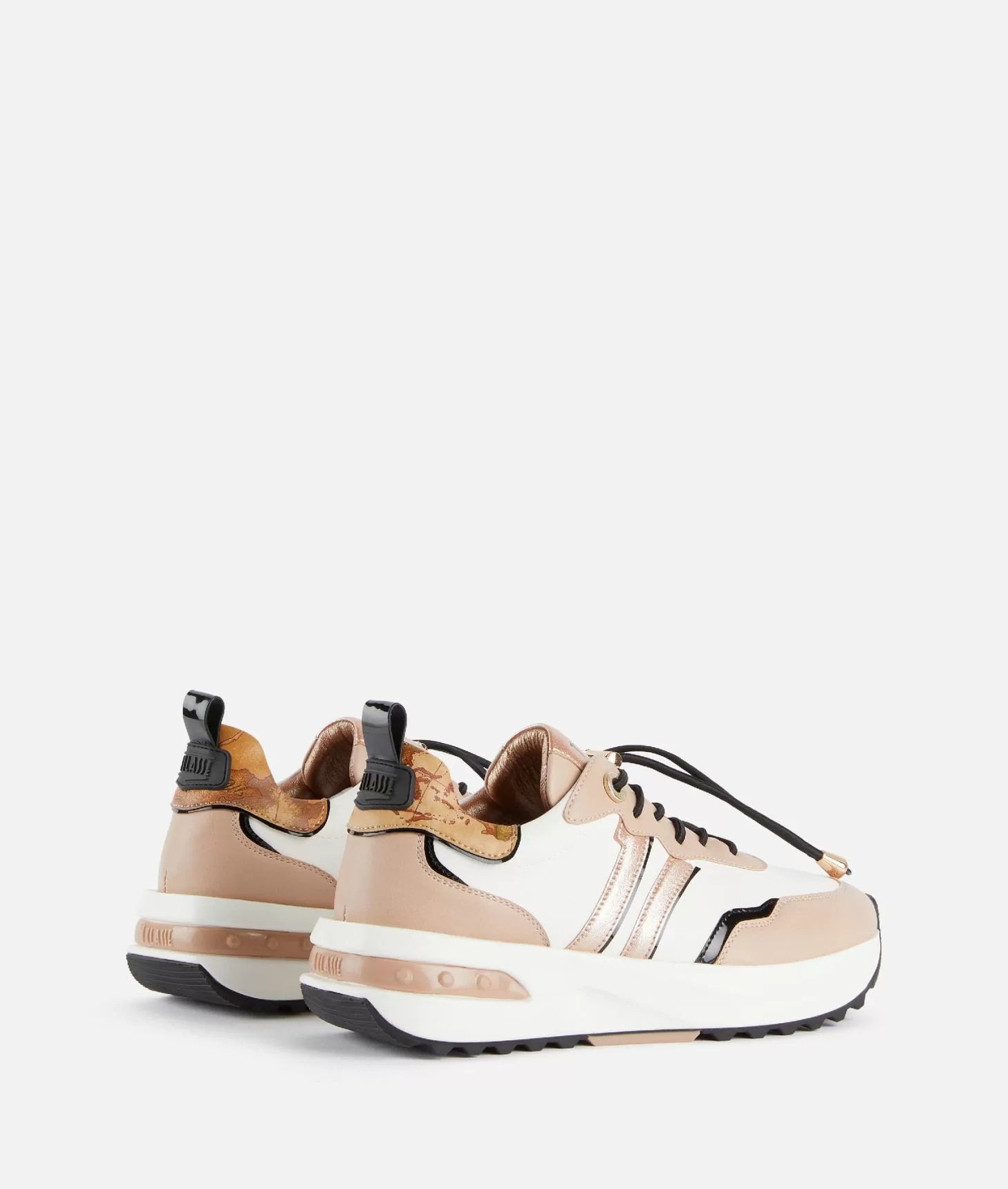 Alviero Martini 1a Classe Geo Road Seoul Sneakers In Eco Nappa Liscia Nude