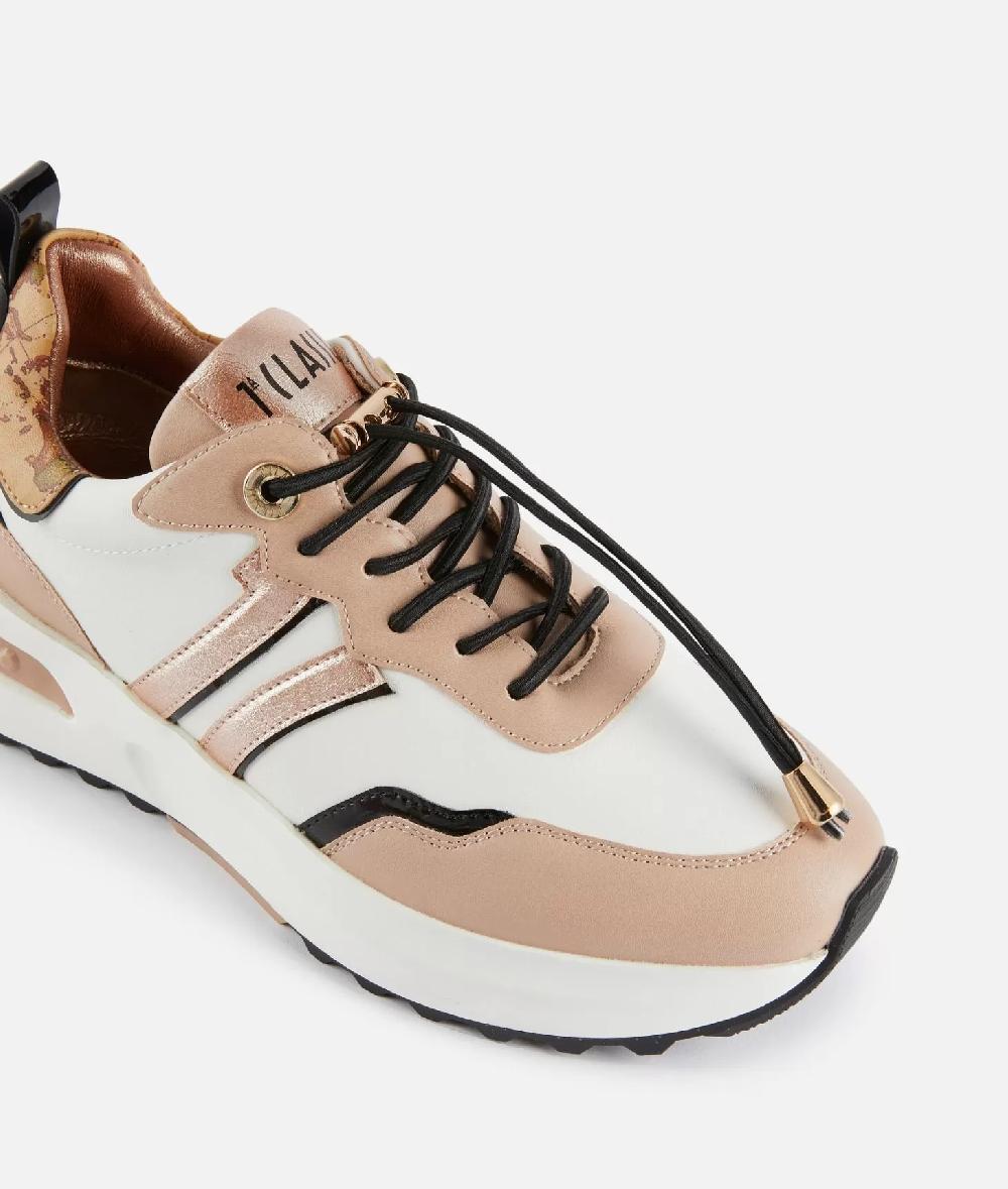 Alviero Martini 1a Classe Geo Road Seoul Sneakers In Eco Nappa Liscia Nude