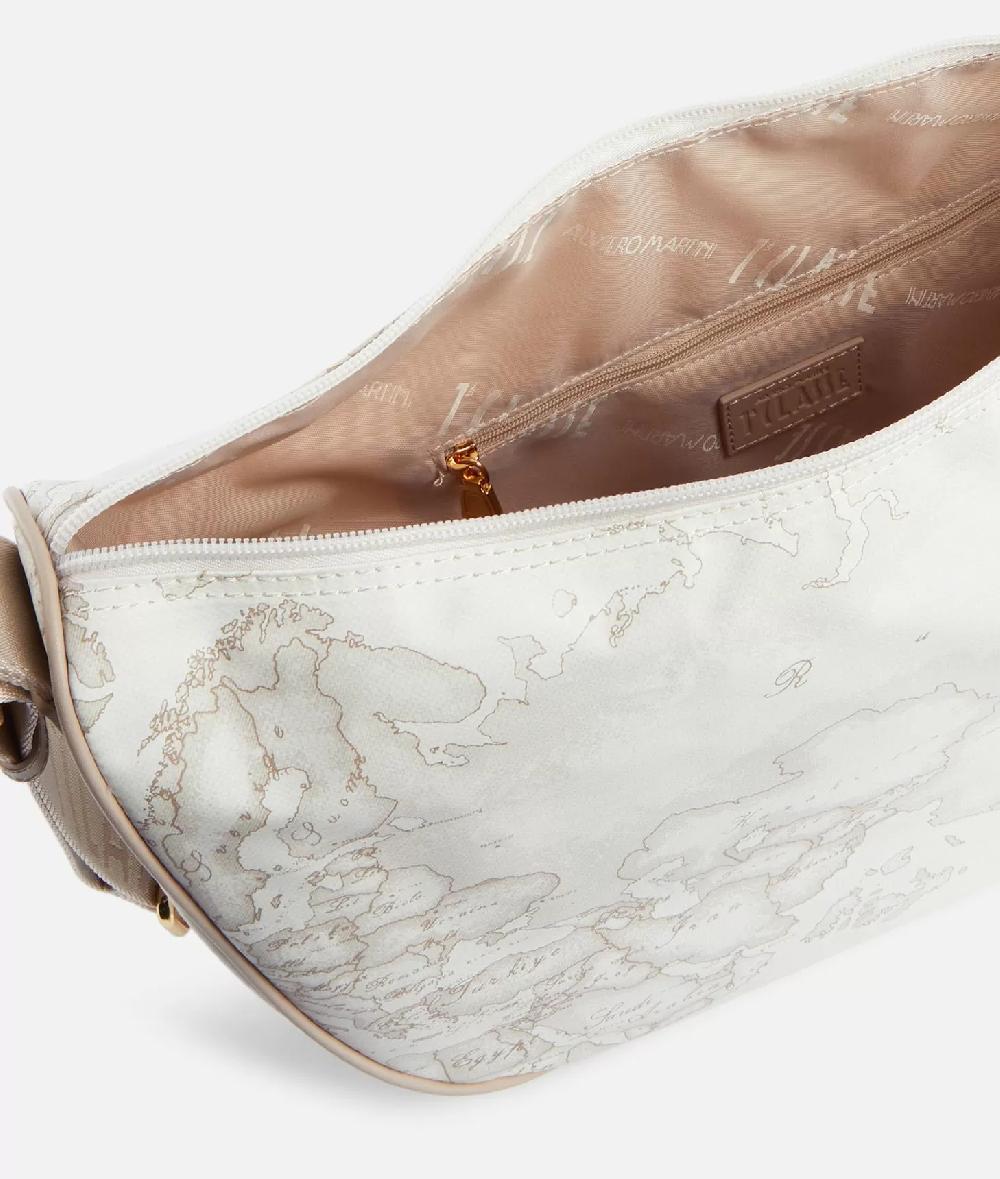 Alviero Martini 1a Classe Geo Soft White Tracolla A Mezzaluna Grande