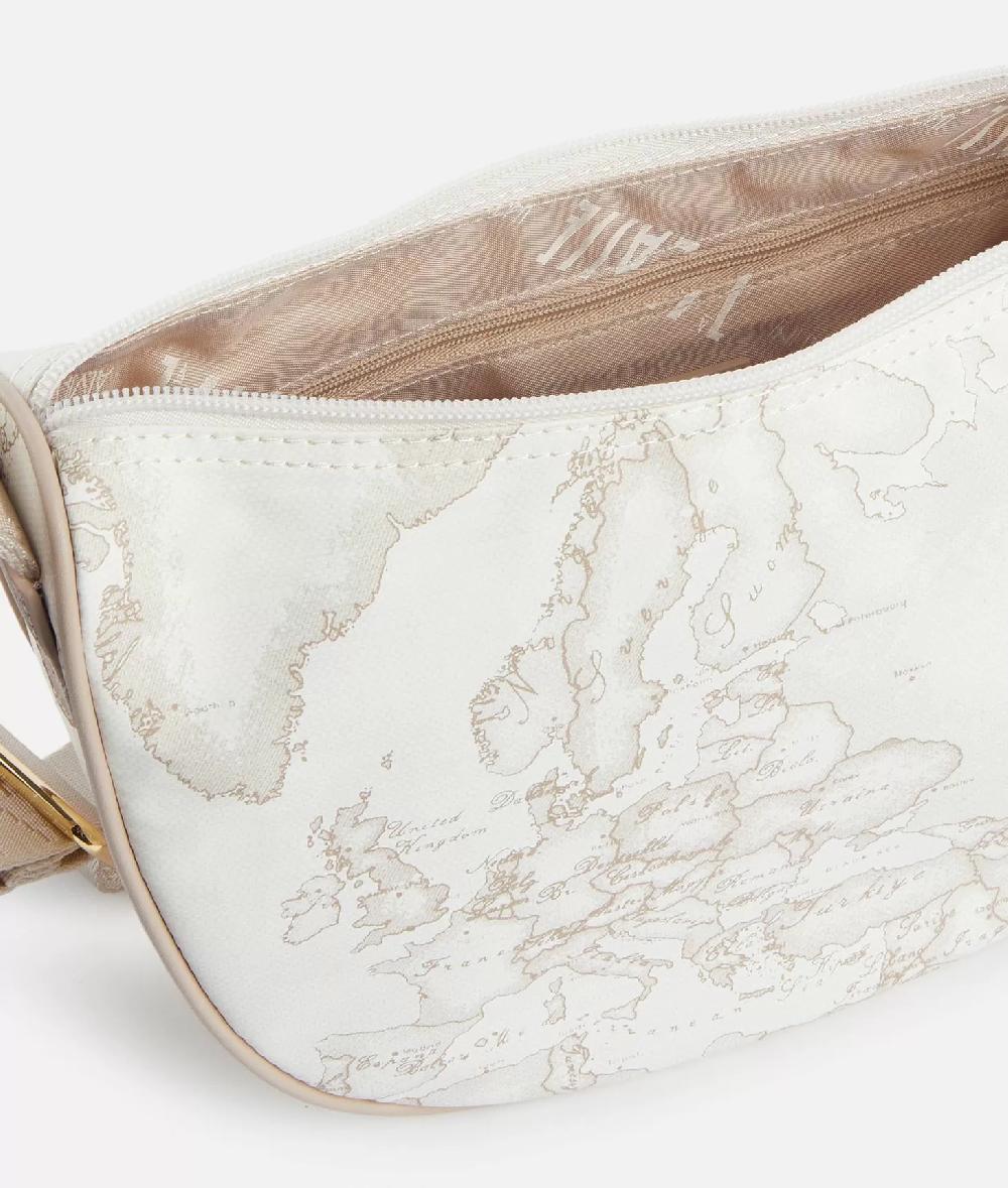 Alviero Martini 1a Classe Geo Soft White Tracolla A Mezzaluna Piccola