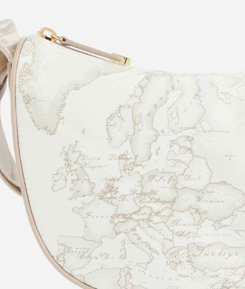 Alviero Martini 1a Classe Geo Soft White Tracolla A Mezzaluna Piccola