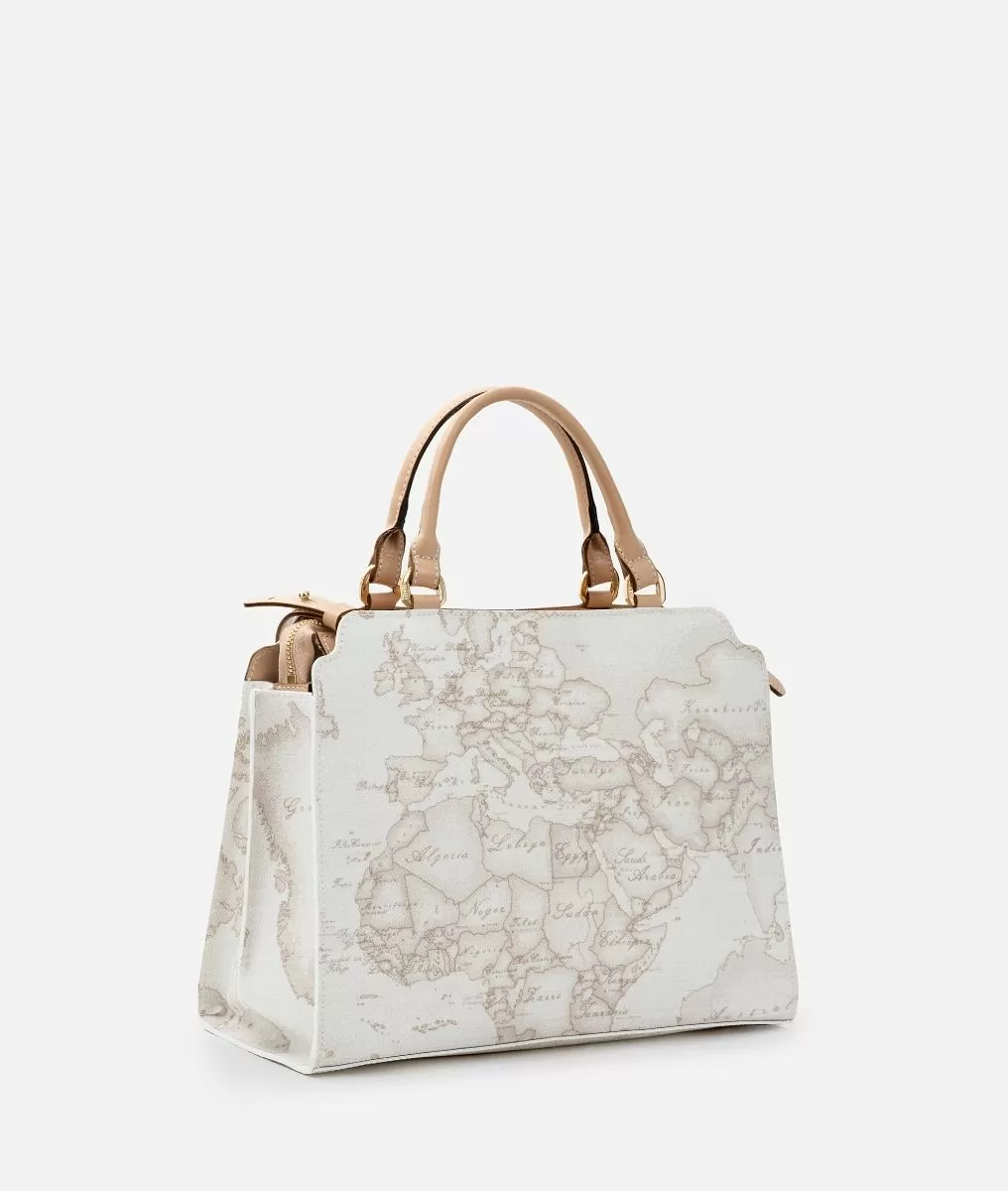 Alviero Martini 1a Classe Geo White Borsa A Mano Con Maxi Fibbia