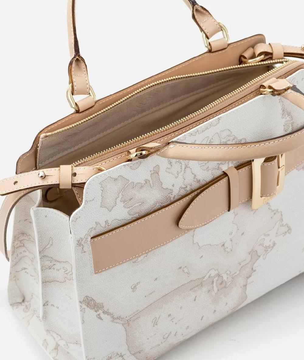 Alviero Martini 1a Classe Geo White Borsa A Mano Con Maxi Fibbia