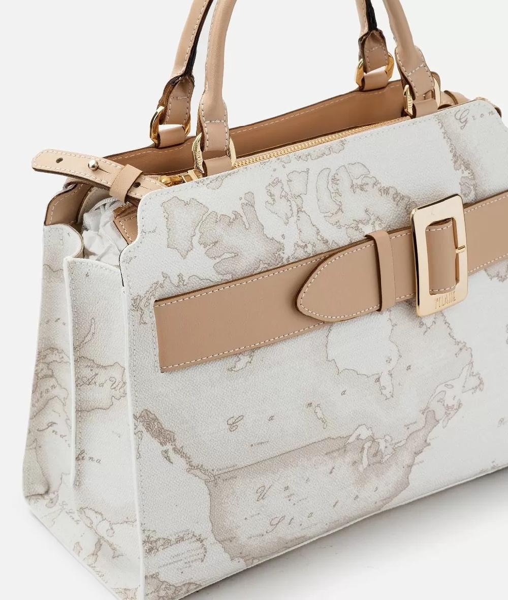 Alviero Martini 1a Classe Geo White Borsa A Mano Con Maxi Fibbia