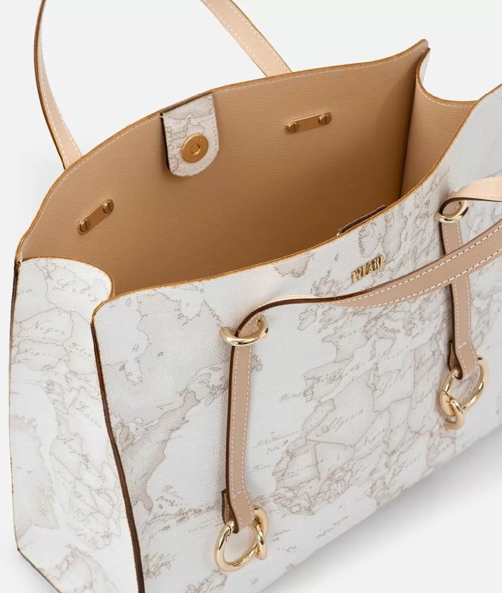 Alviero Martini 1a Classe Geo White Borsa Shopping Sfoderata