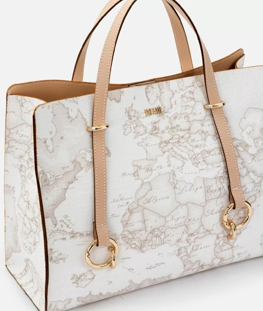Alviero Martini 1a Classe Geo White Borsa Shopping Sfoderata