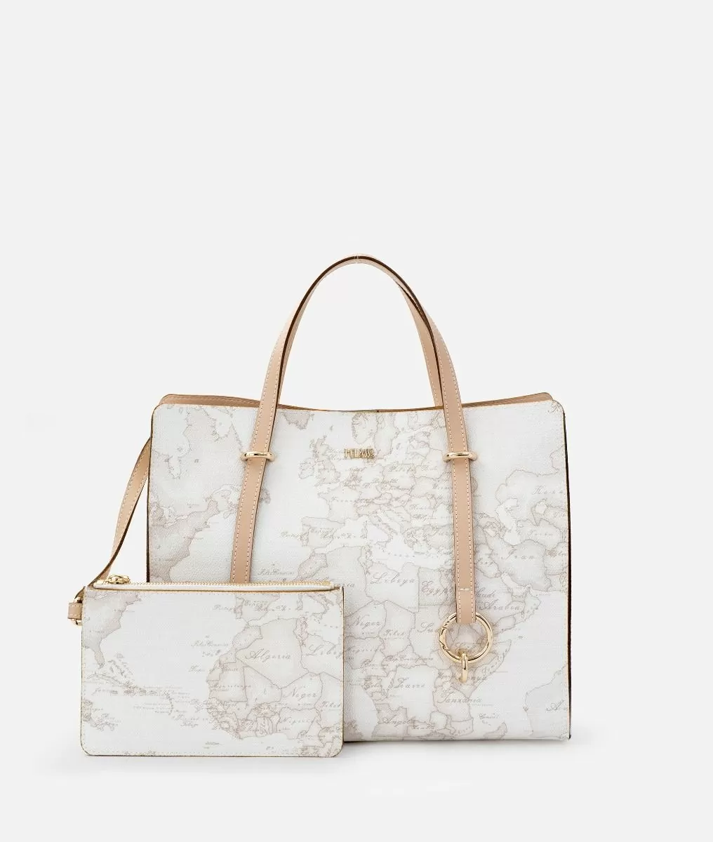 Alviero martini 1a classe Geo White borsa shopping sfoderata